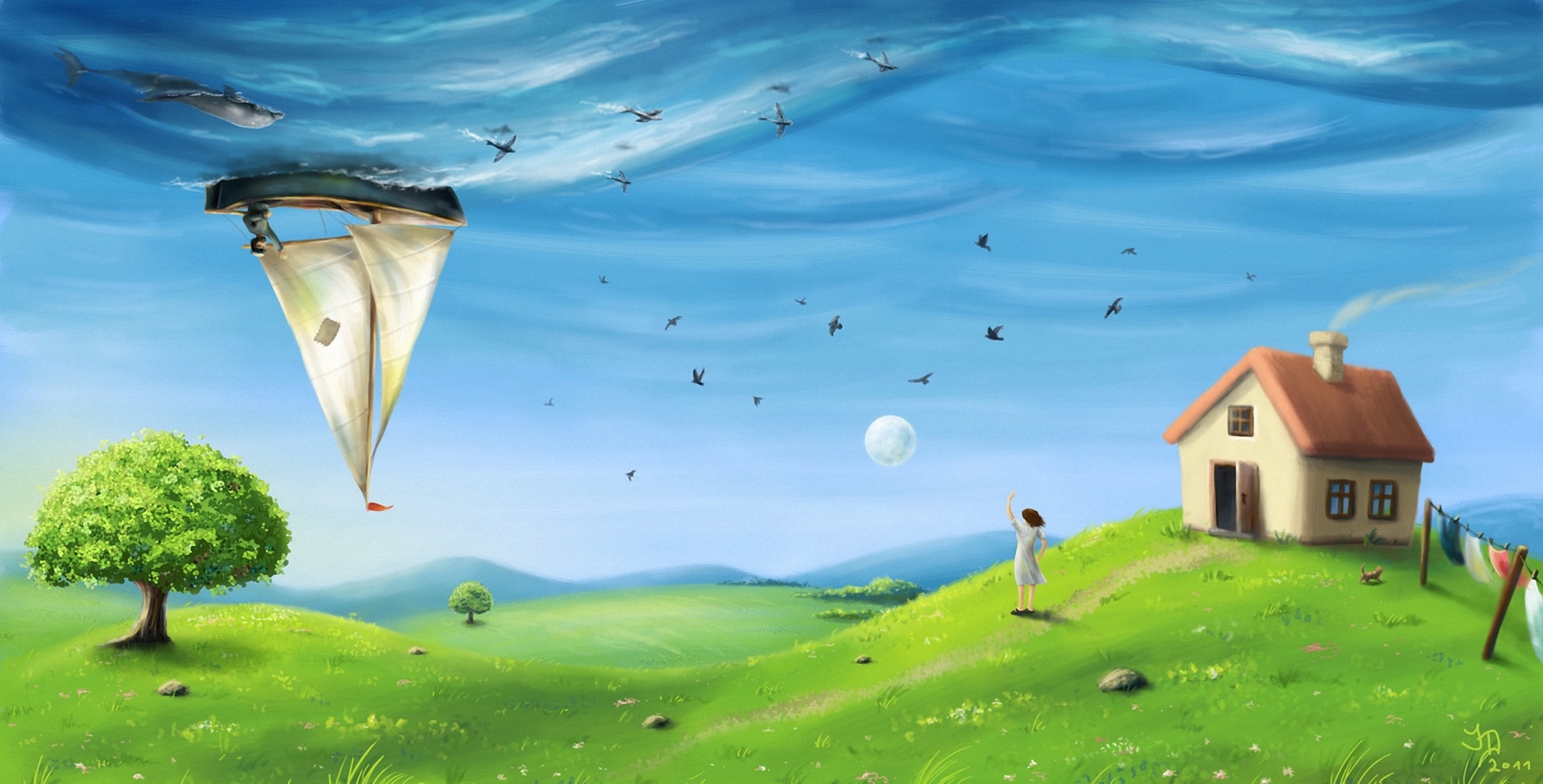 surrealism, fish, sky, artistic download for free