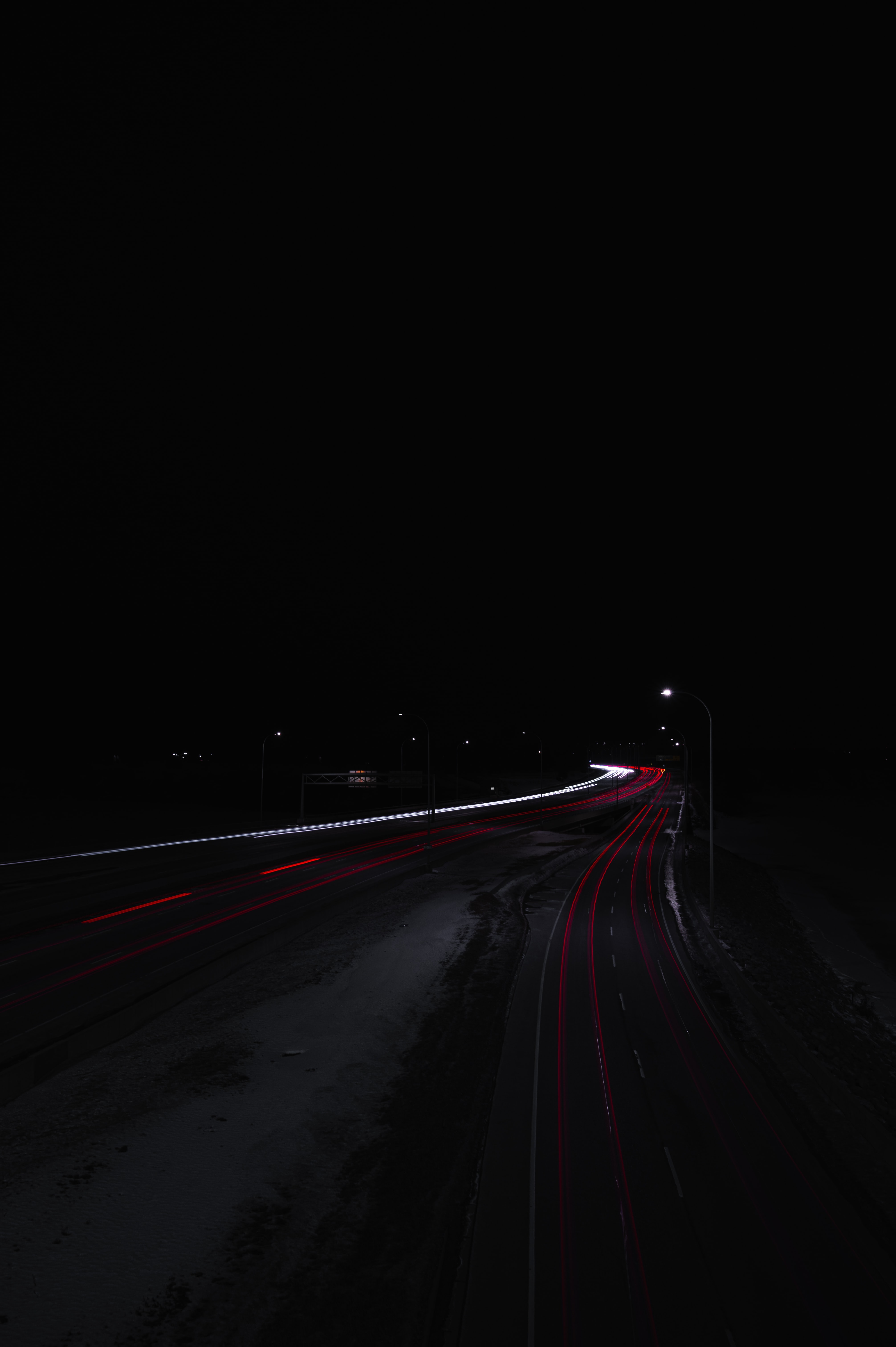 Desktop home screen Wallpaper road, lights, night, long exposure Dark
