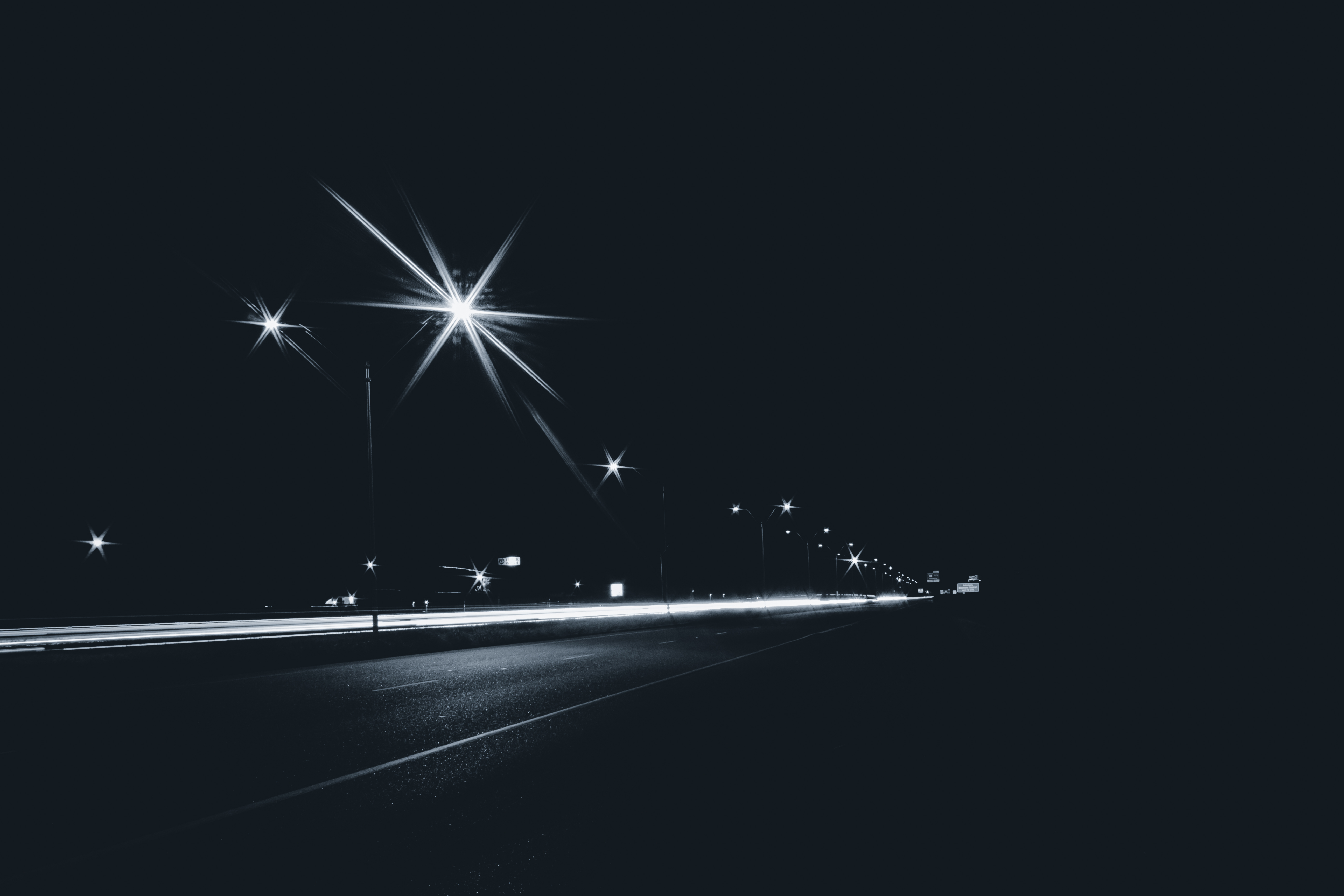 black, night, lights, road, traffic, movement, lanterns