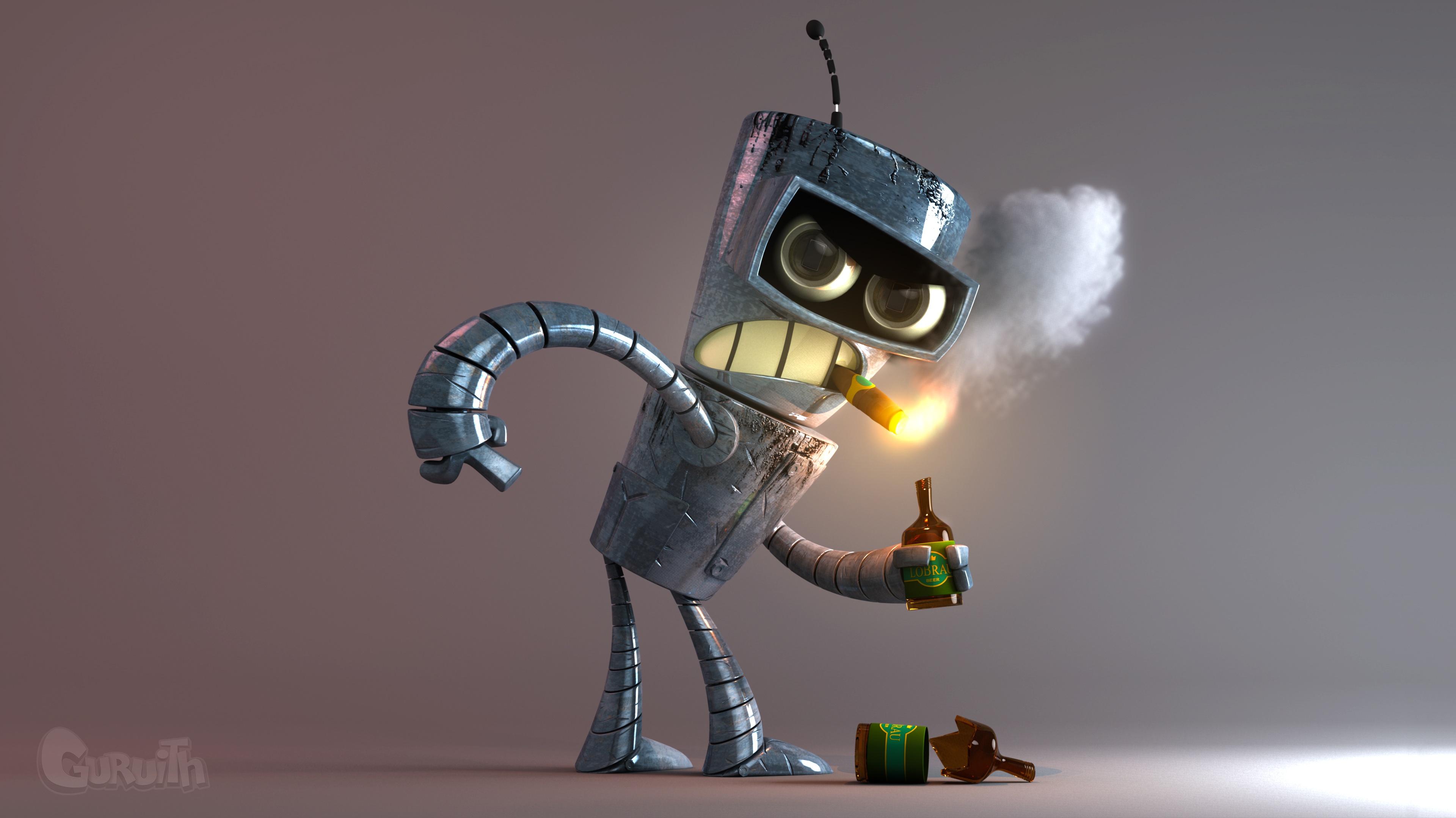 HD desktop wallpaper: Robot, Futurama, Tv Show, Bender (Futurama), Cigar  download free picture #485223
