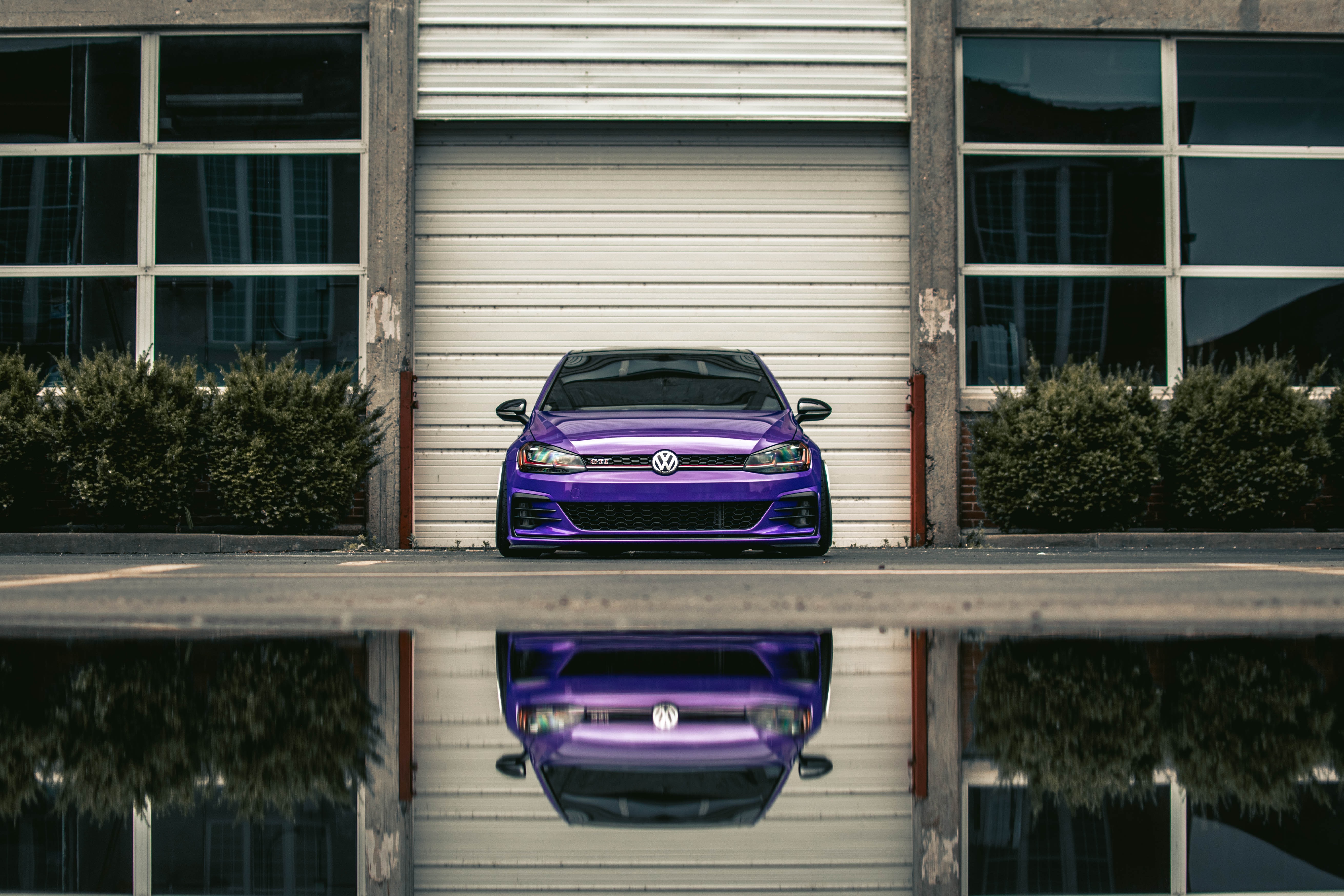 volkswagen, front view, violet, cars, lights, car, machine, purple, headlights, volkswagen gti lock screen backgrounds