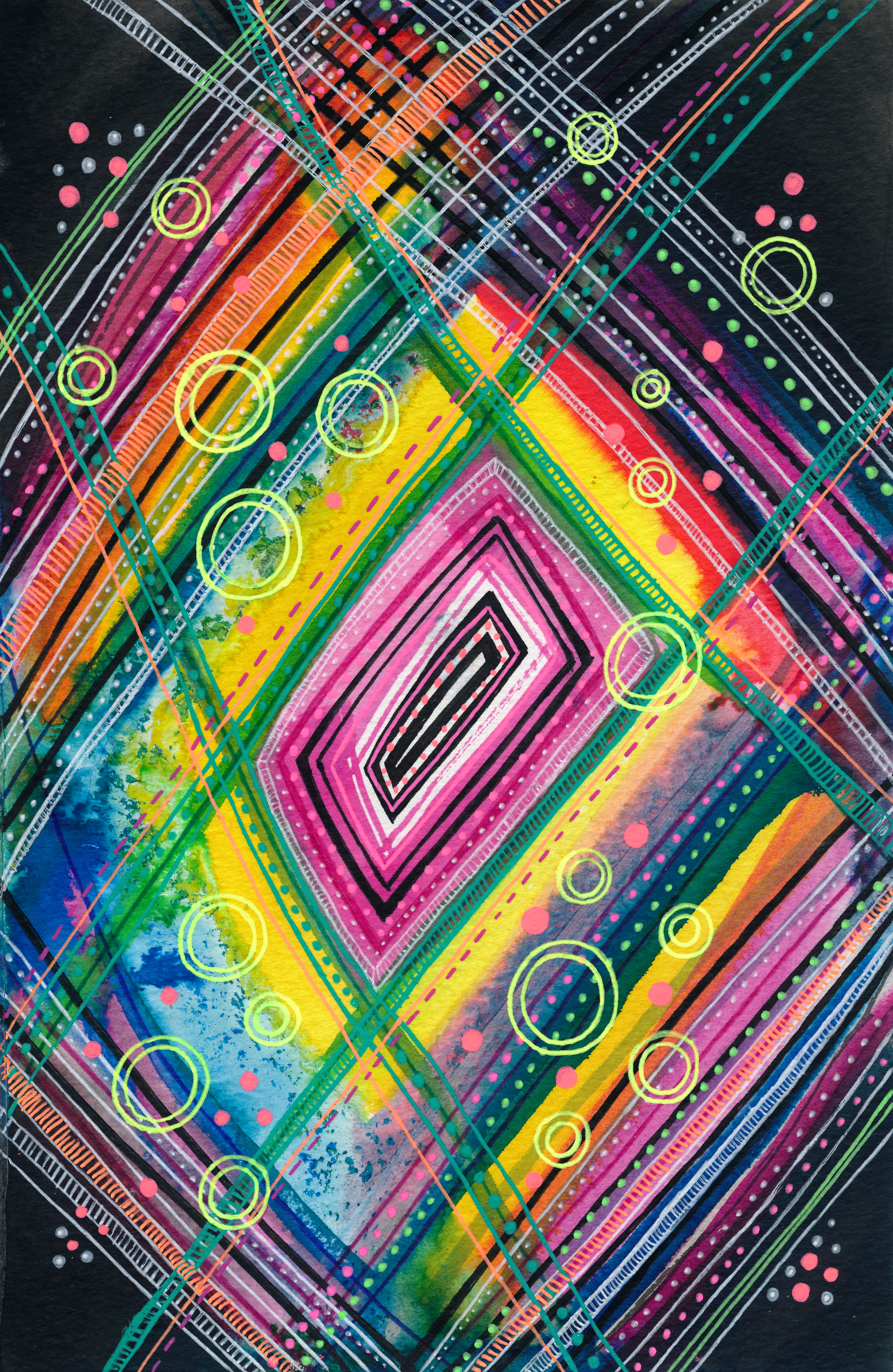circles, lines, multicolored, motley Panoramic Wallpapers