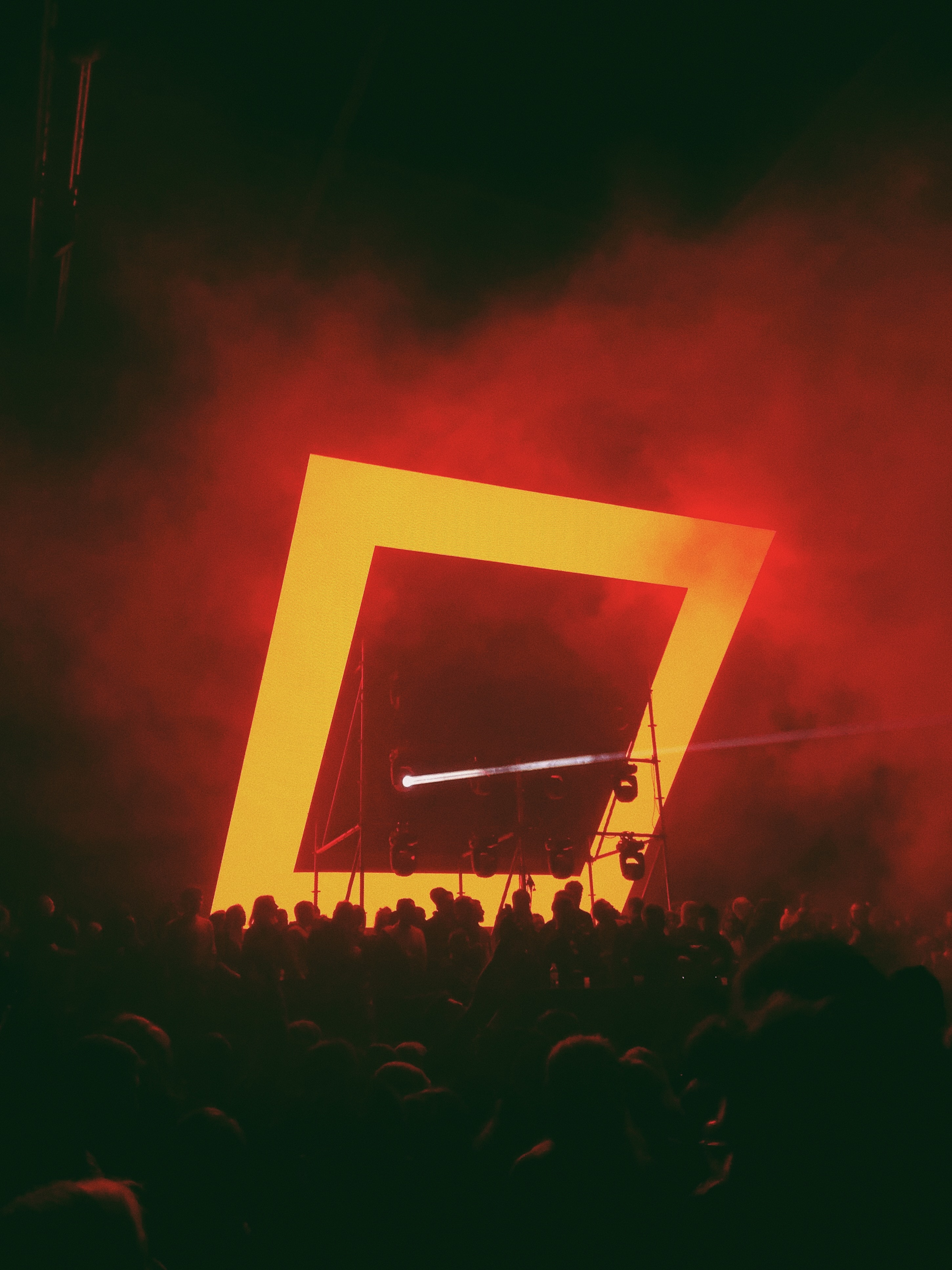 music, concert, silhouettes, neon, glow, crowd for android