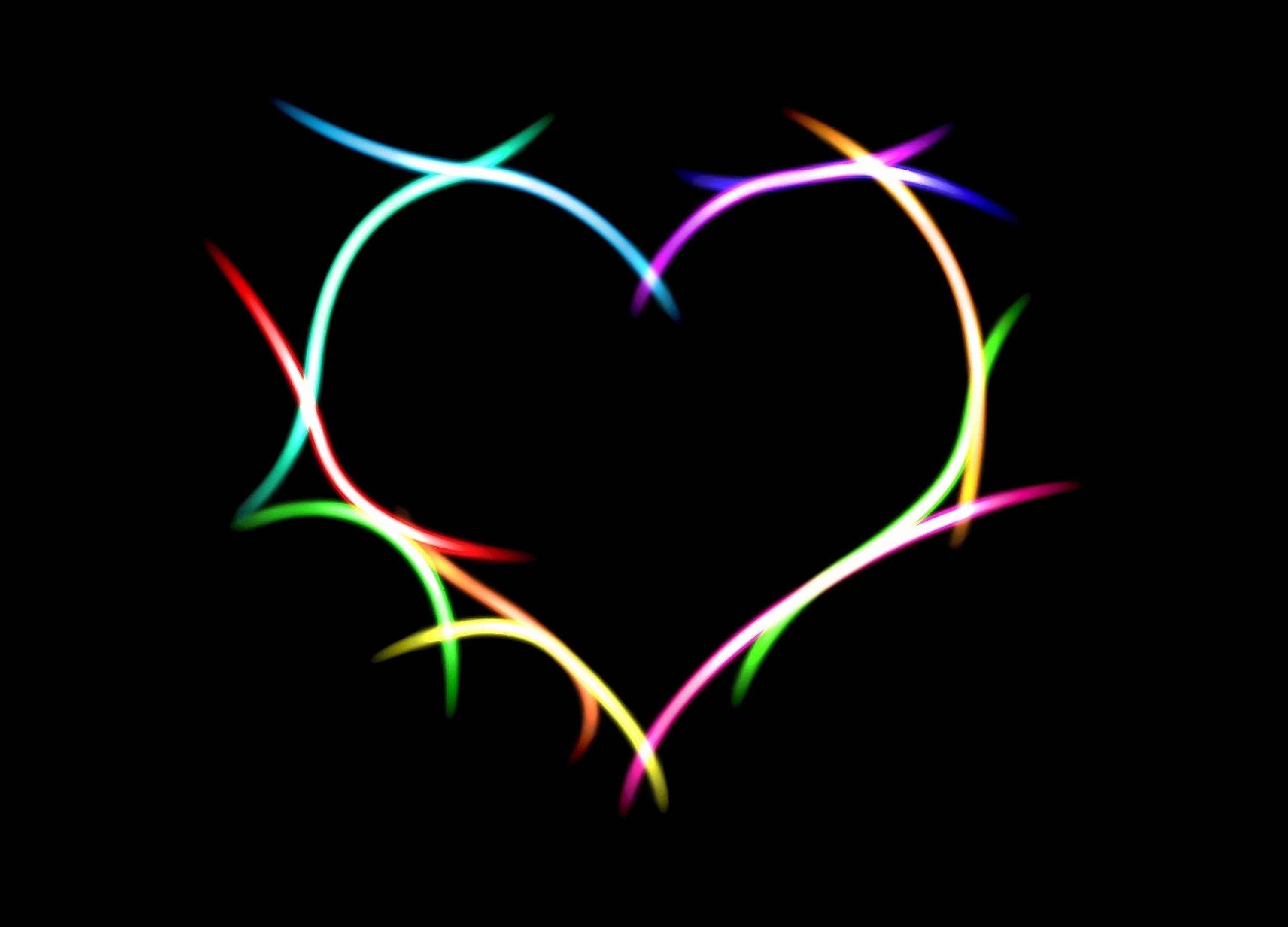 neon, artistic, light, heart 4K