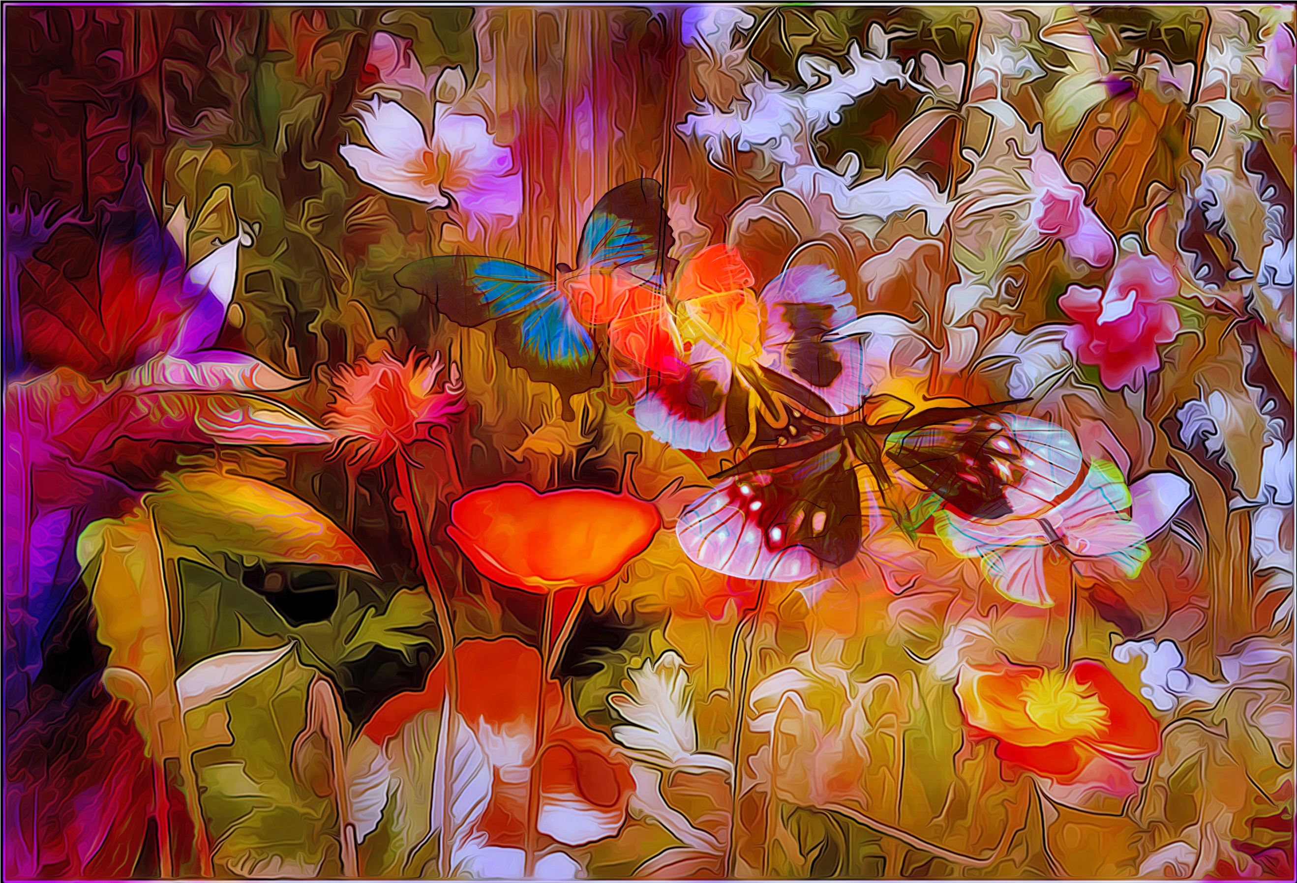 Яркие цветы сказочные. Яркая живопись. Абстрактные цветы живопись. Бабочки живопись. Яркие цветы живопись.