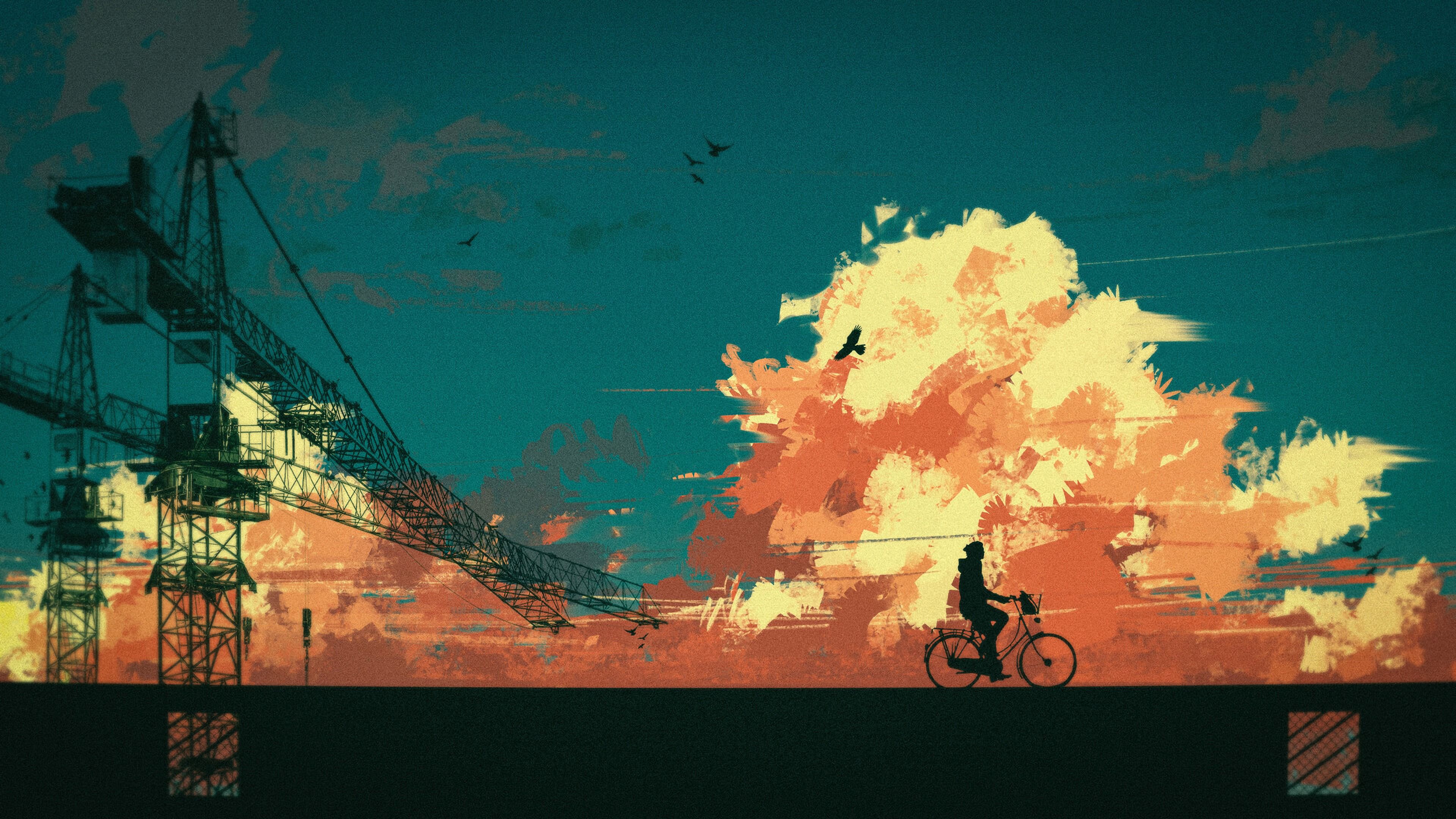 79791 Screensavers and Wallpapers Bicycle for phone. Download art, clouds, silhouette, bicycle, cyclist pictures for free