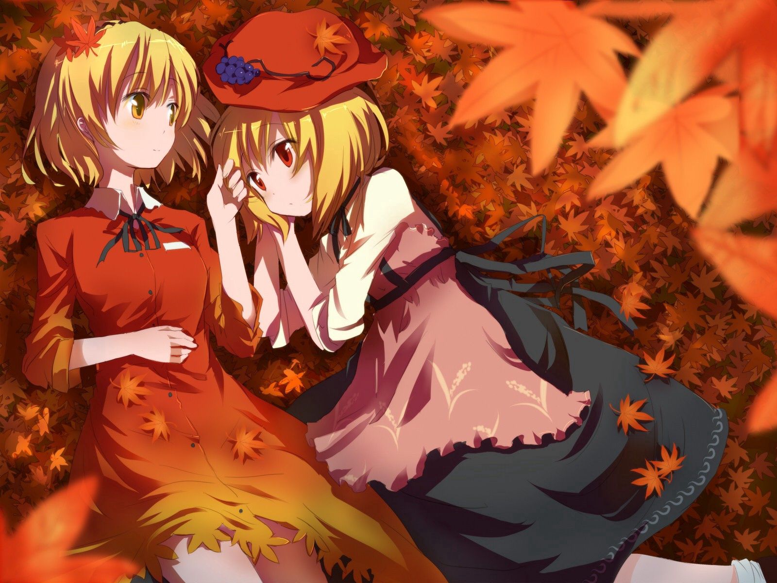 touch, foliage, girls, anime 3d Wallpaper