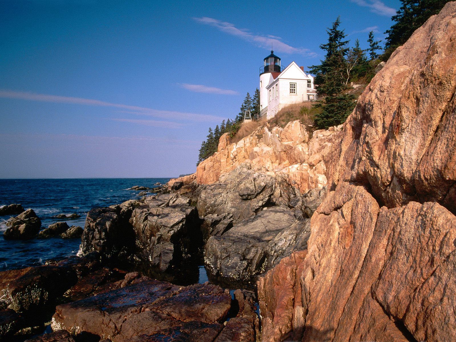 Handy-Wallpaper Natur, Sea, Felsen, Die Steine, Leuchtturm, Nationalpark, Acadia, Akadien kostenlos herunterladen.