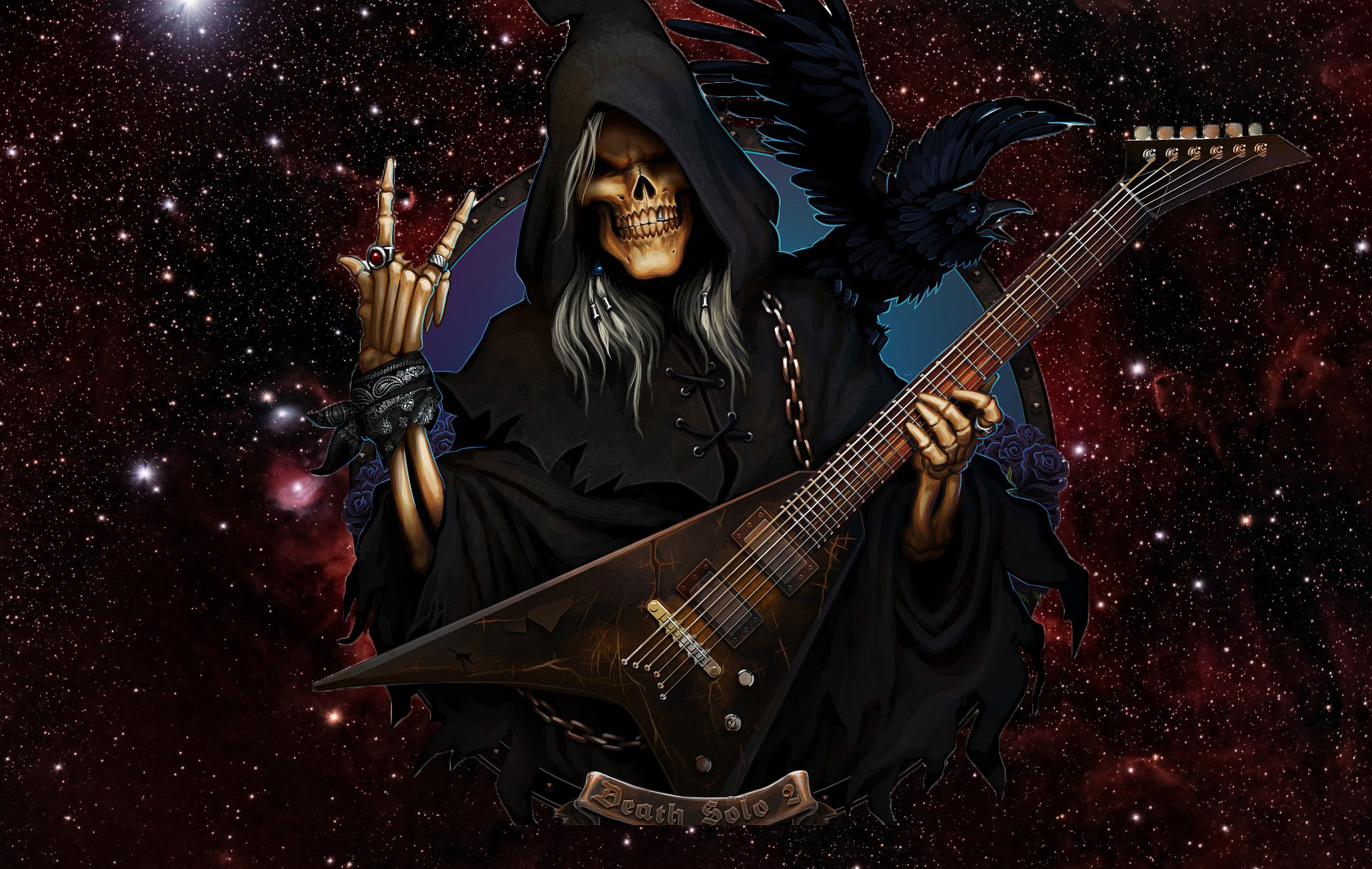 grim reaper, rock & roll, dark, guitar Full HD