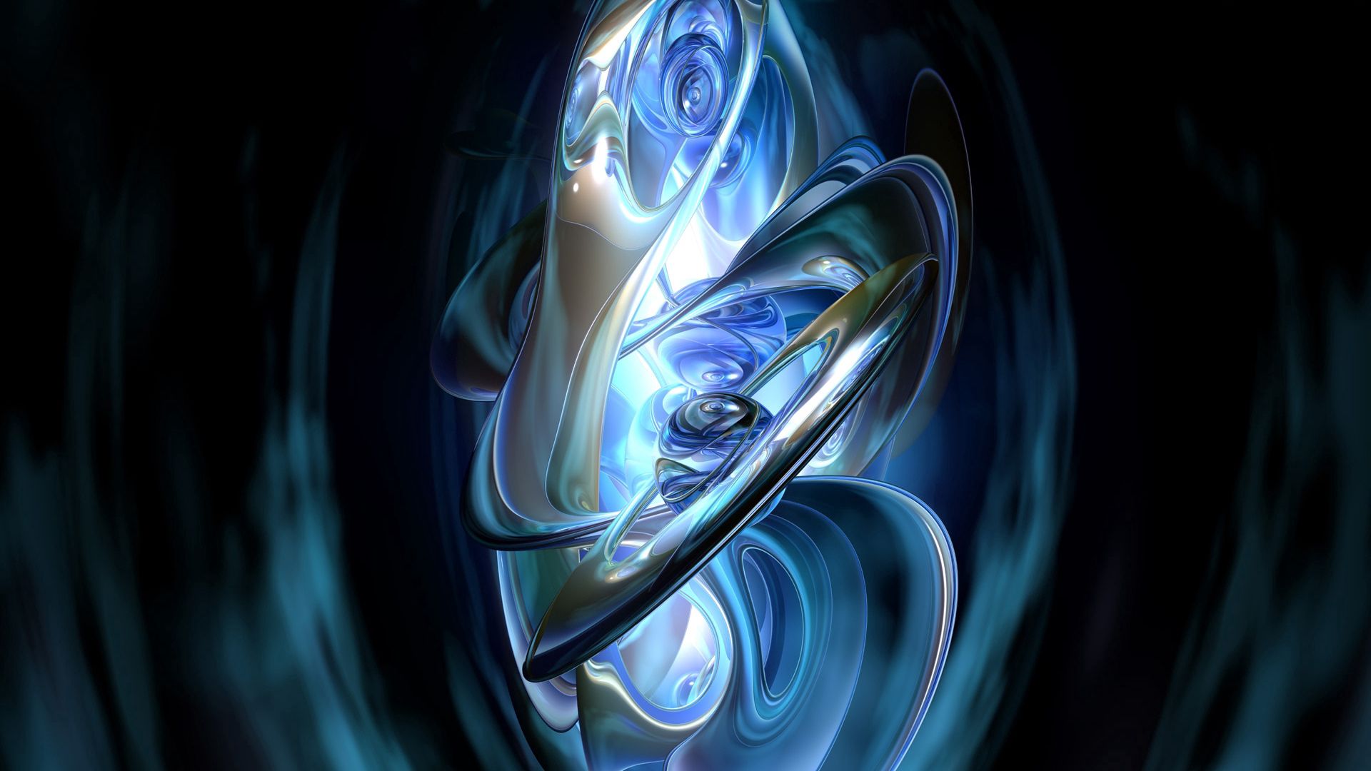 figure, blue, metal, abstract Form Lock Screen PC Wallpaper