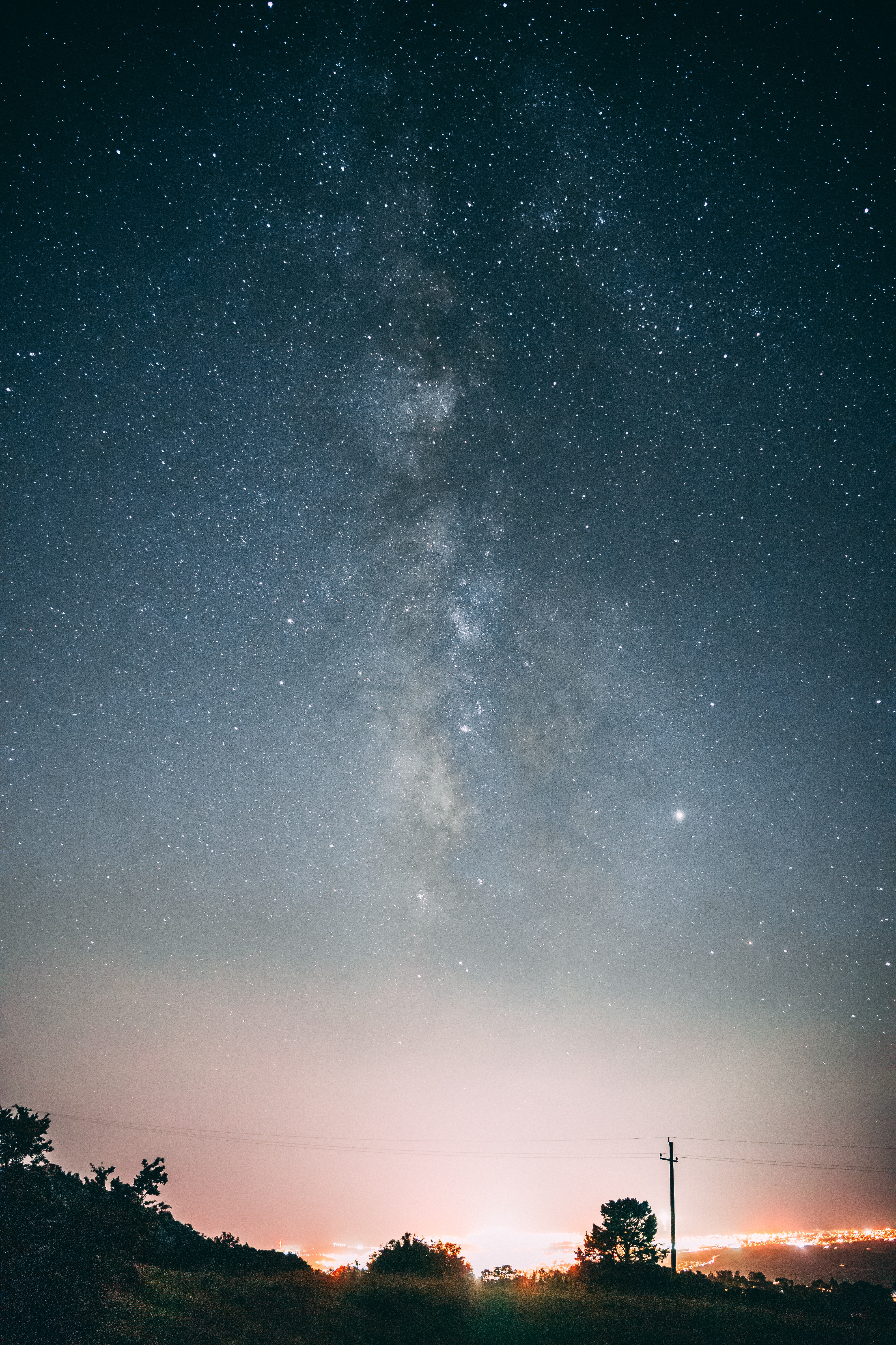 landscape, night, dark, starry sky, glow 4K Ultra