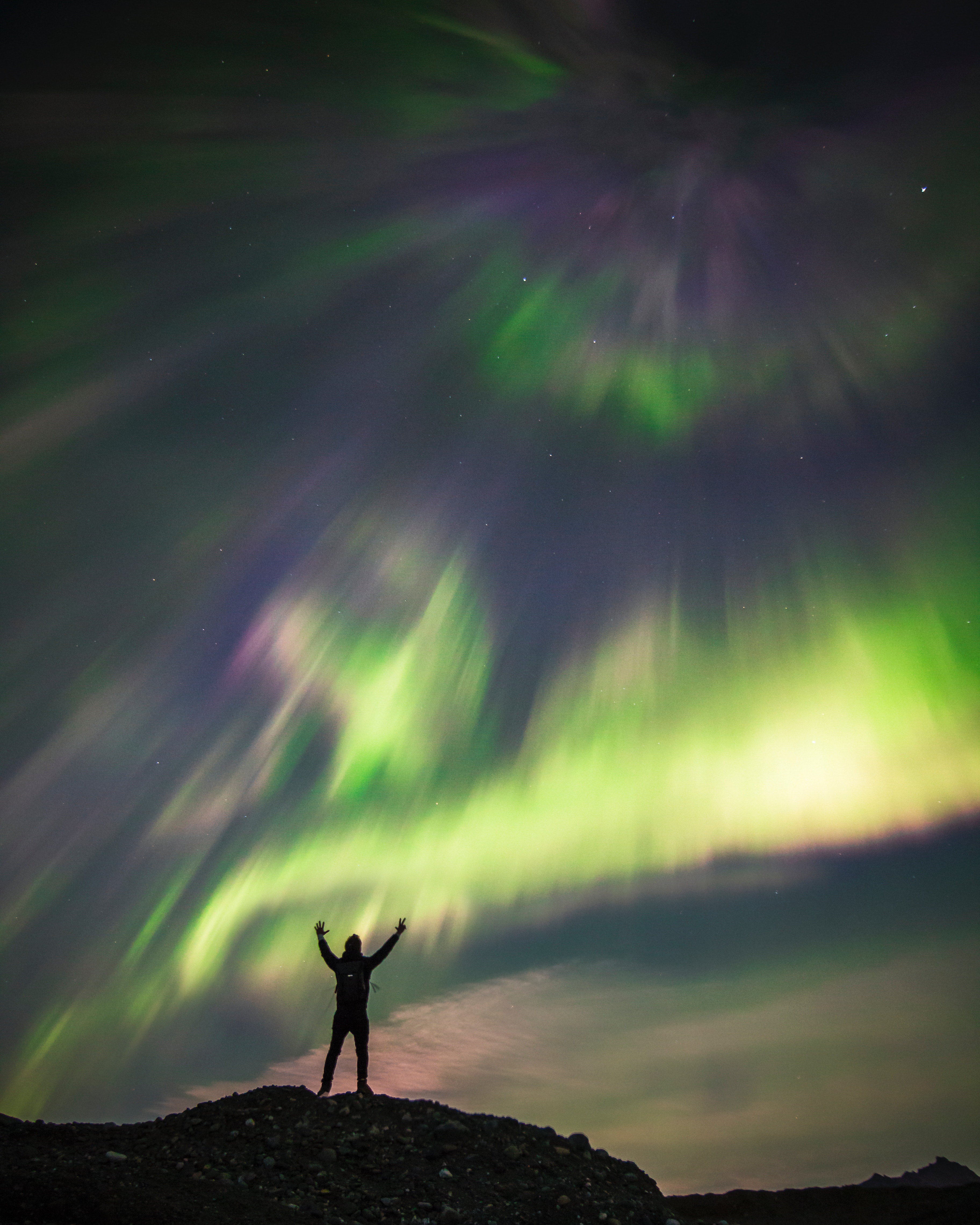 wallpapers privacy, dark, silhouette, seclusion, loneliness, northern lights, aurora borealis, aurora