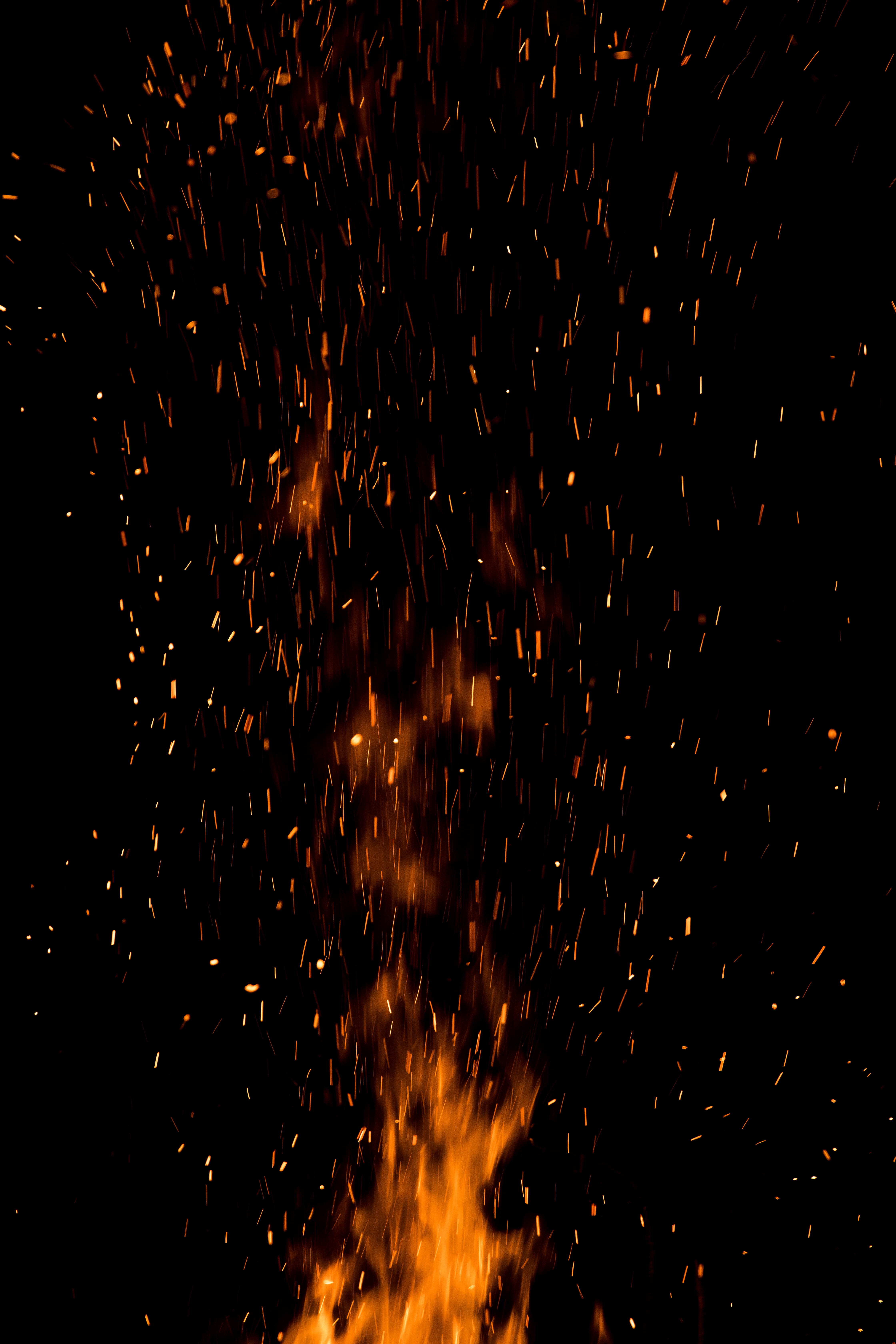 fire, night, dark, flame, sparks HD wallpaper