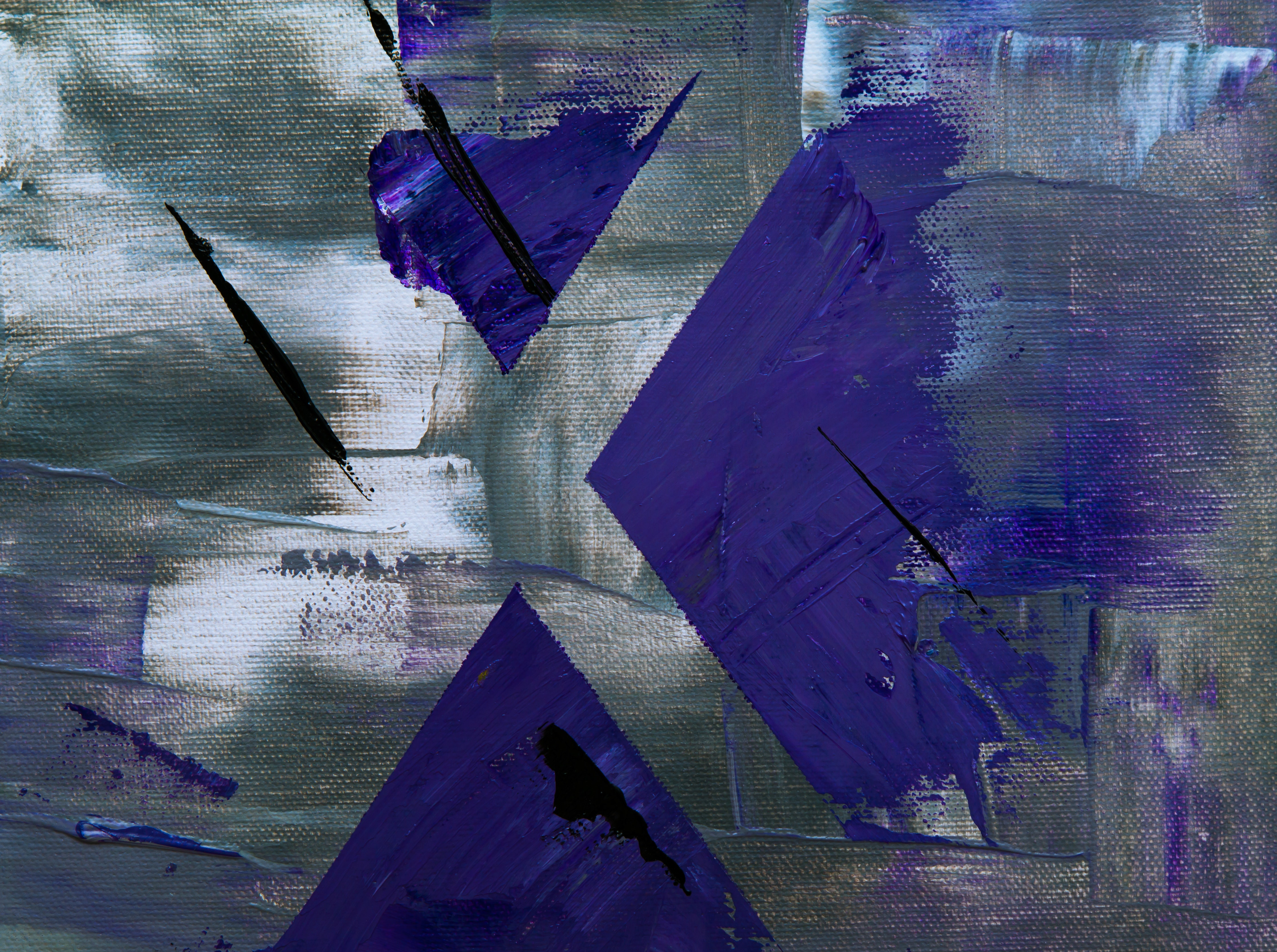 32k Wallpaper Geometric abstract, purple, grey, canvas
