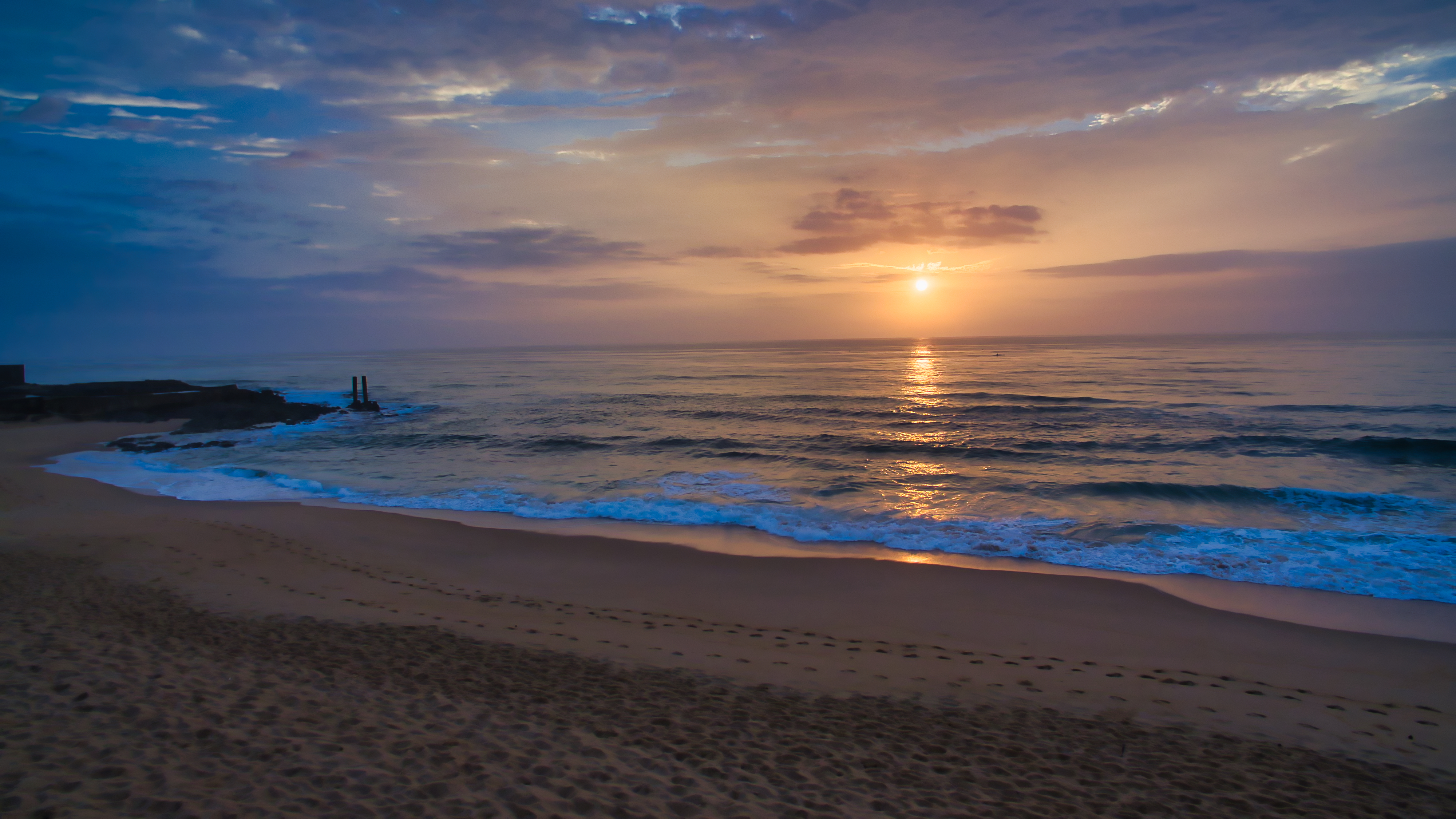 evening, twilight, sunset, dusk Beach Full HD Wallpaper