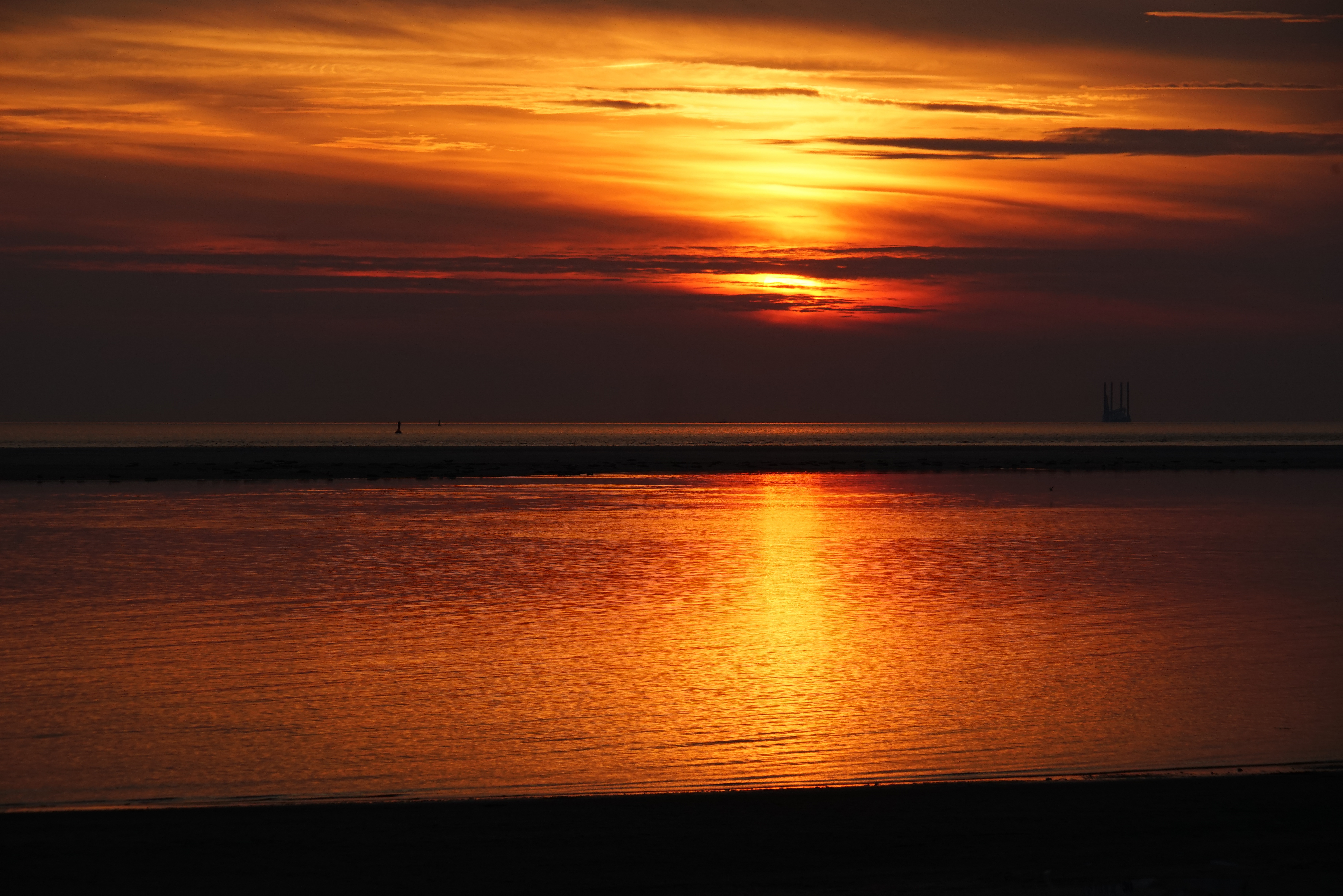 sunset, twilight, nature, sky, sea, horizon, dusk cellphone