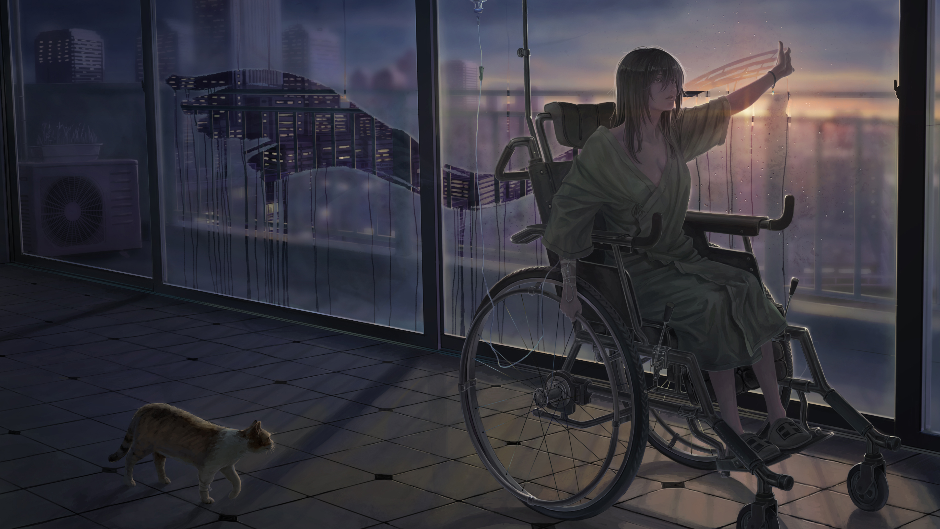 Девушка в инвалидной коляске арт аниме