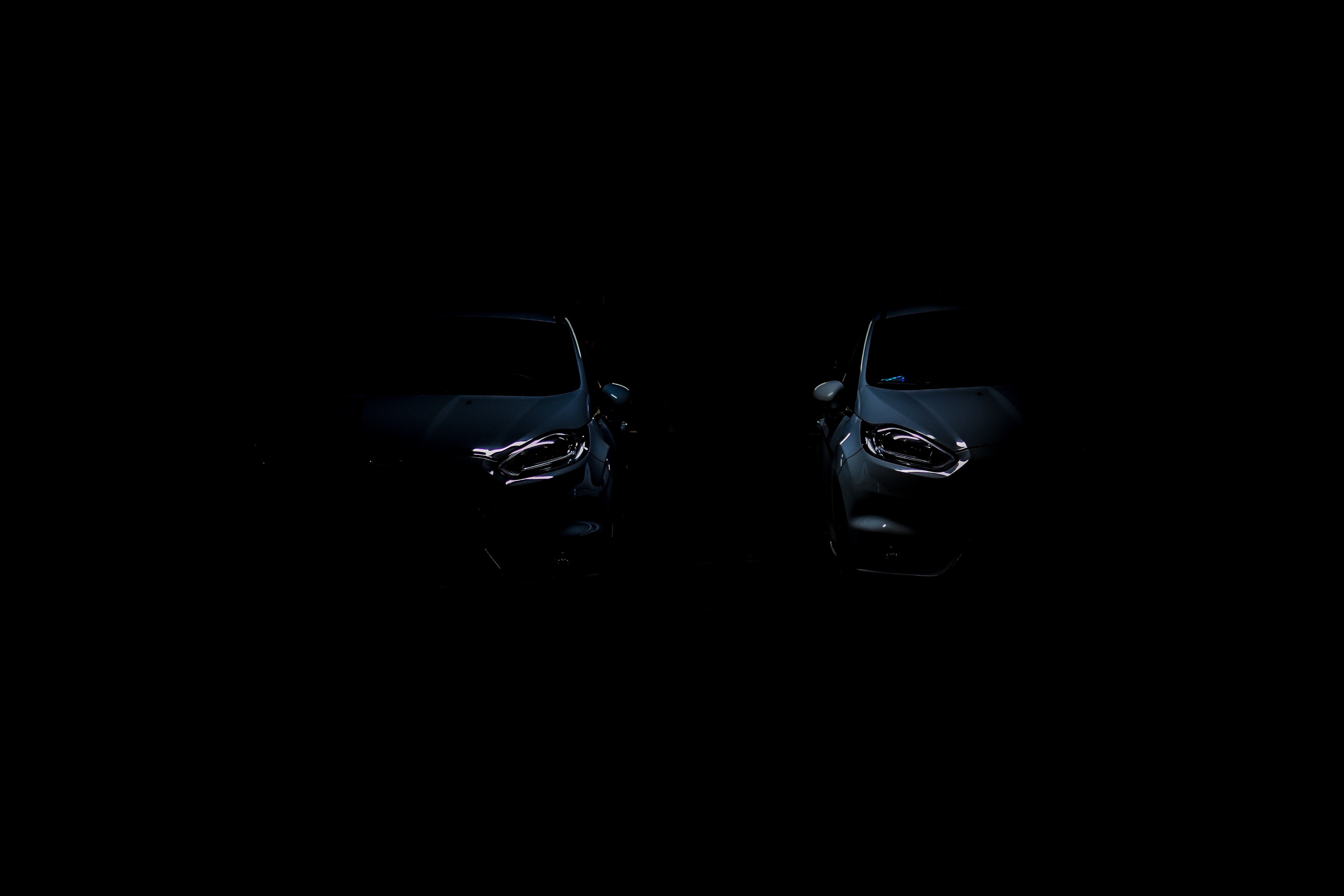 auto, dark, dark background, headlight QHD
