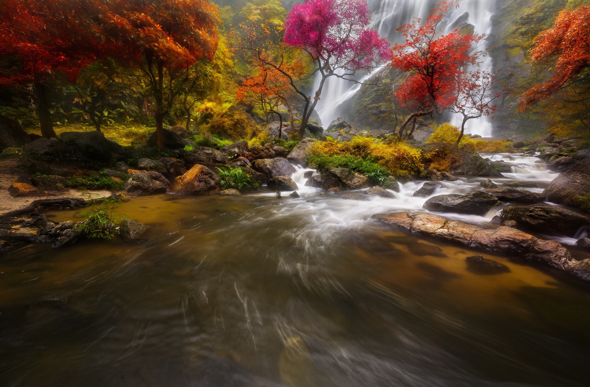 fall, earth, waterfall, stream, waterfalls 1080p