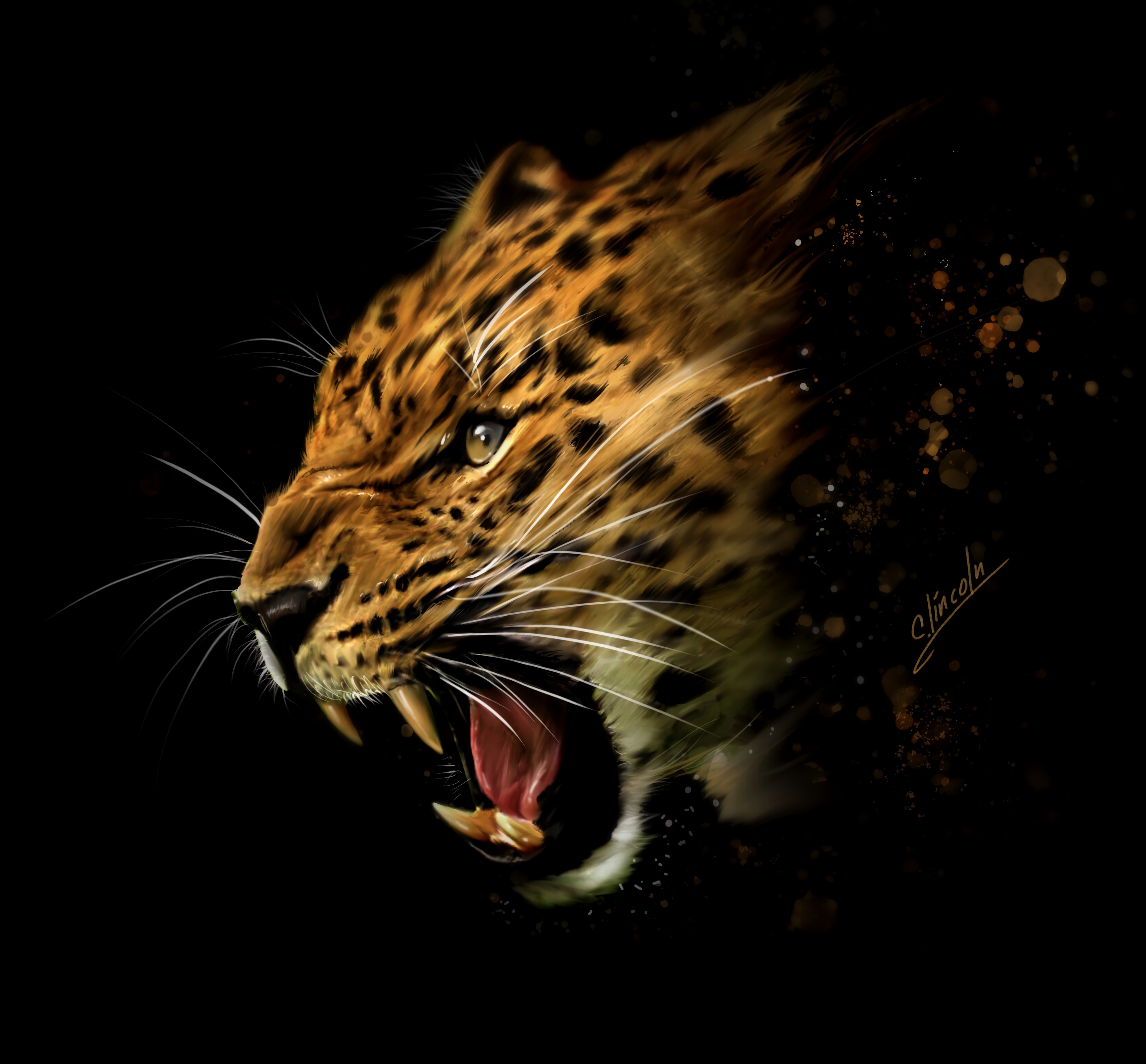 Cool HD Wallpaper leopard, grin, art