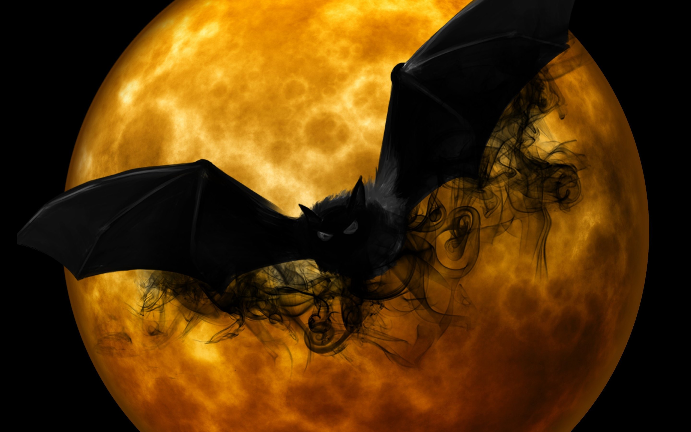 holiday, halloween, bat, black, moon, orange (color), spooky
