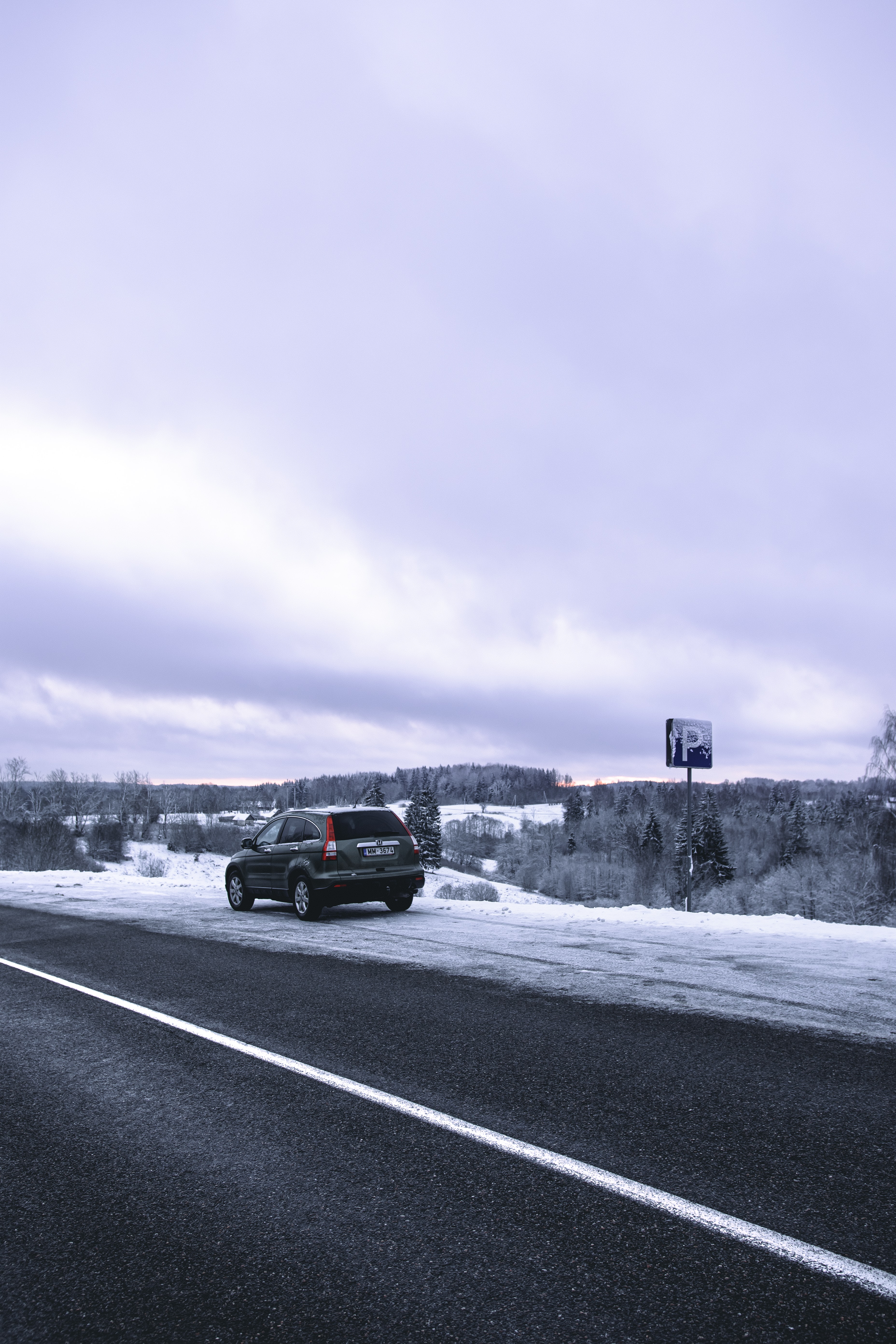 grey, road, snow, honda cr-v HD Phone wallpaper