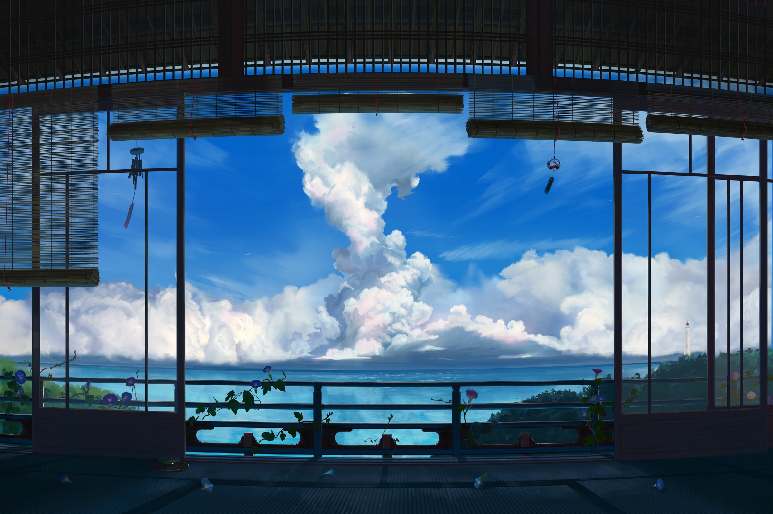 sea, anime, original, cloud, landscape