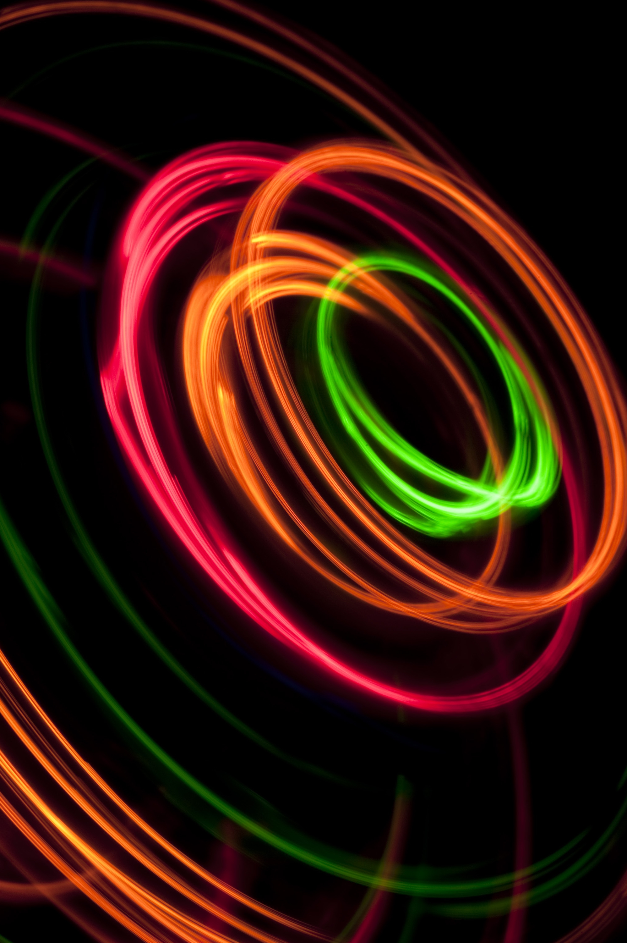 abstract, rings, shine, light, multicolored, motley, long exposure cellphone