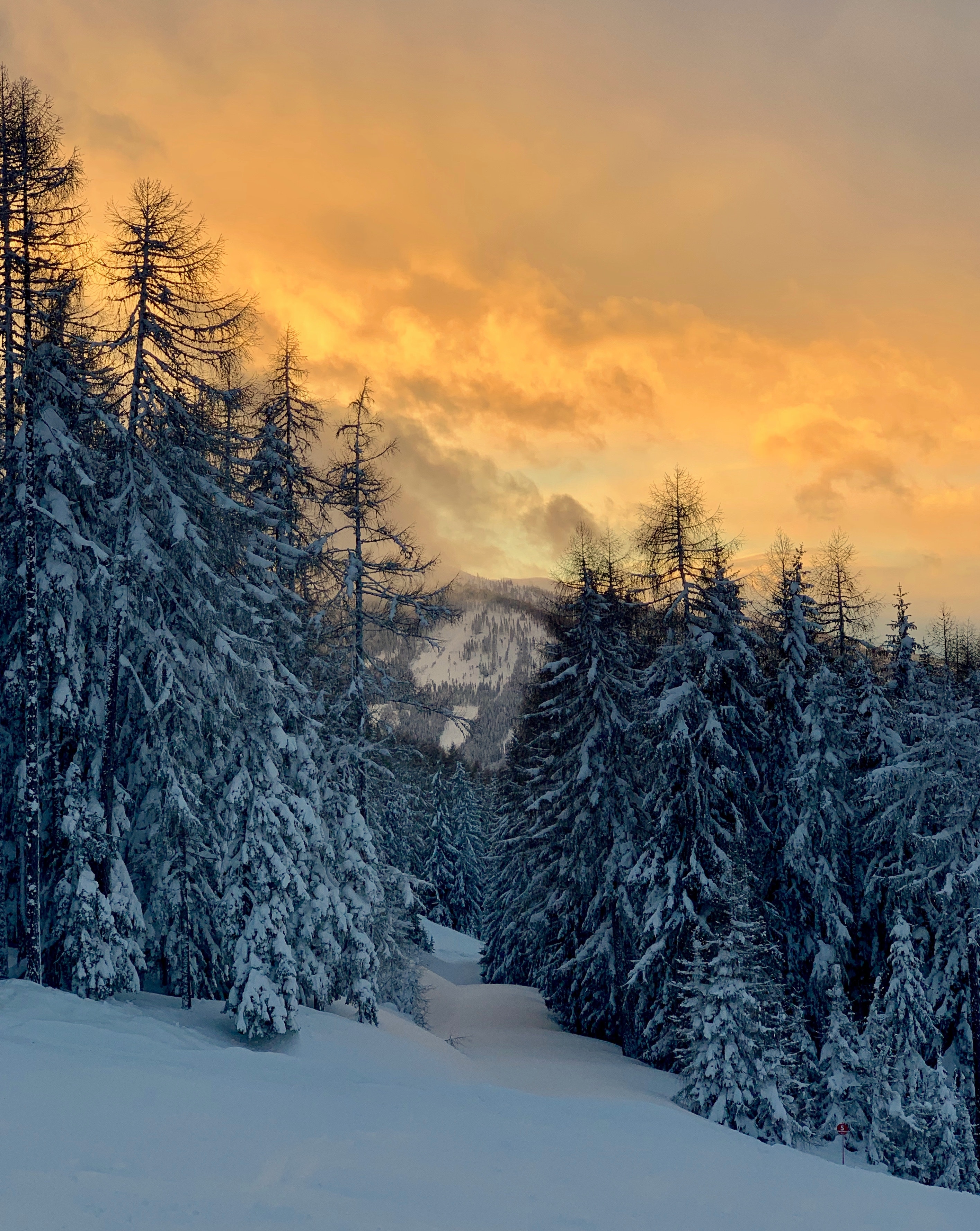 Download mobile wallpaper Winter, Nature, Sunset, Snow, Forest, Winter Landscape for free.