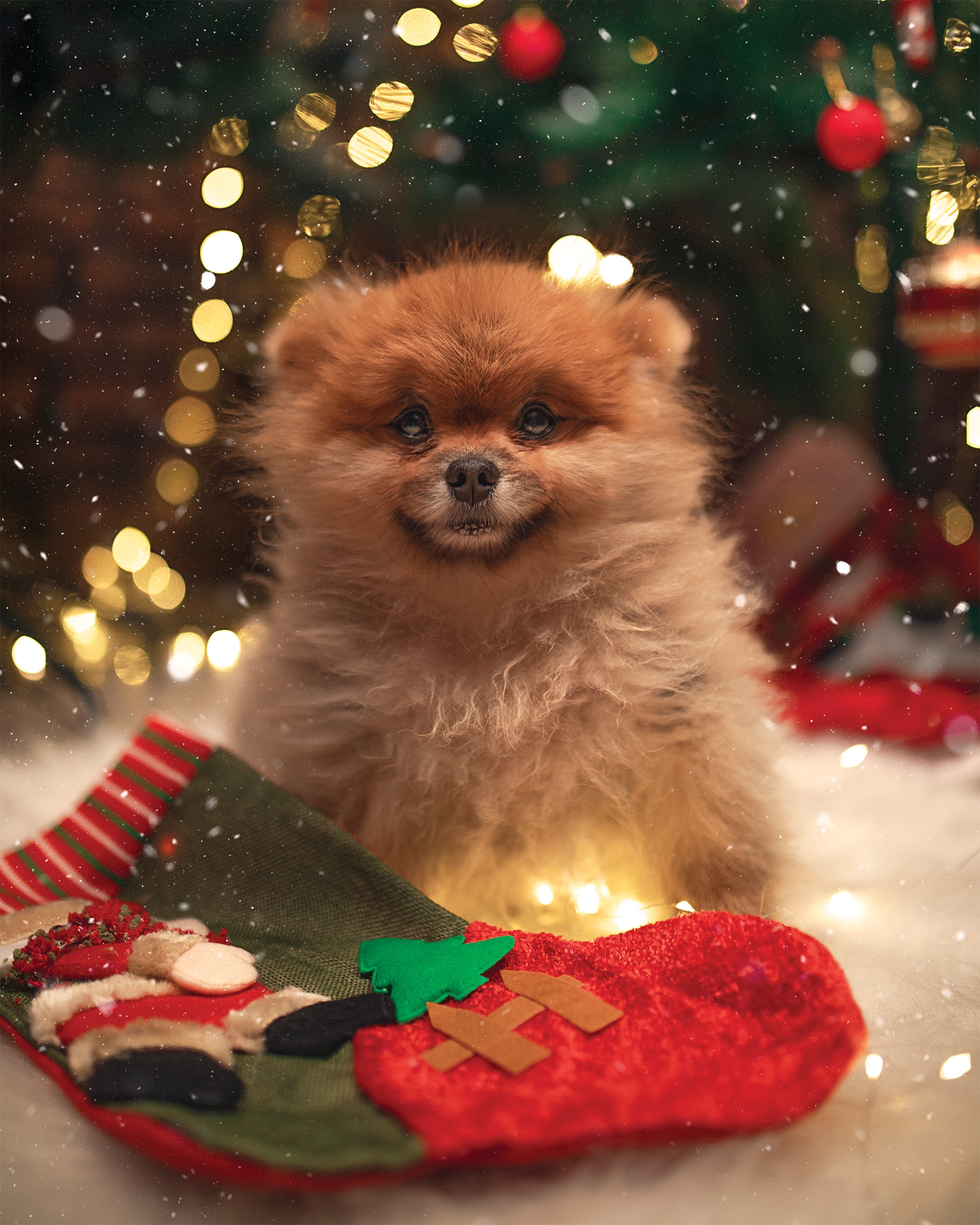 Handy-Wallpaper Feiertage, Neujahr, Hund, Neues Jahr, Socke kostenlos herunterladen.