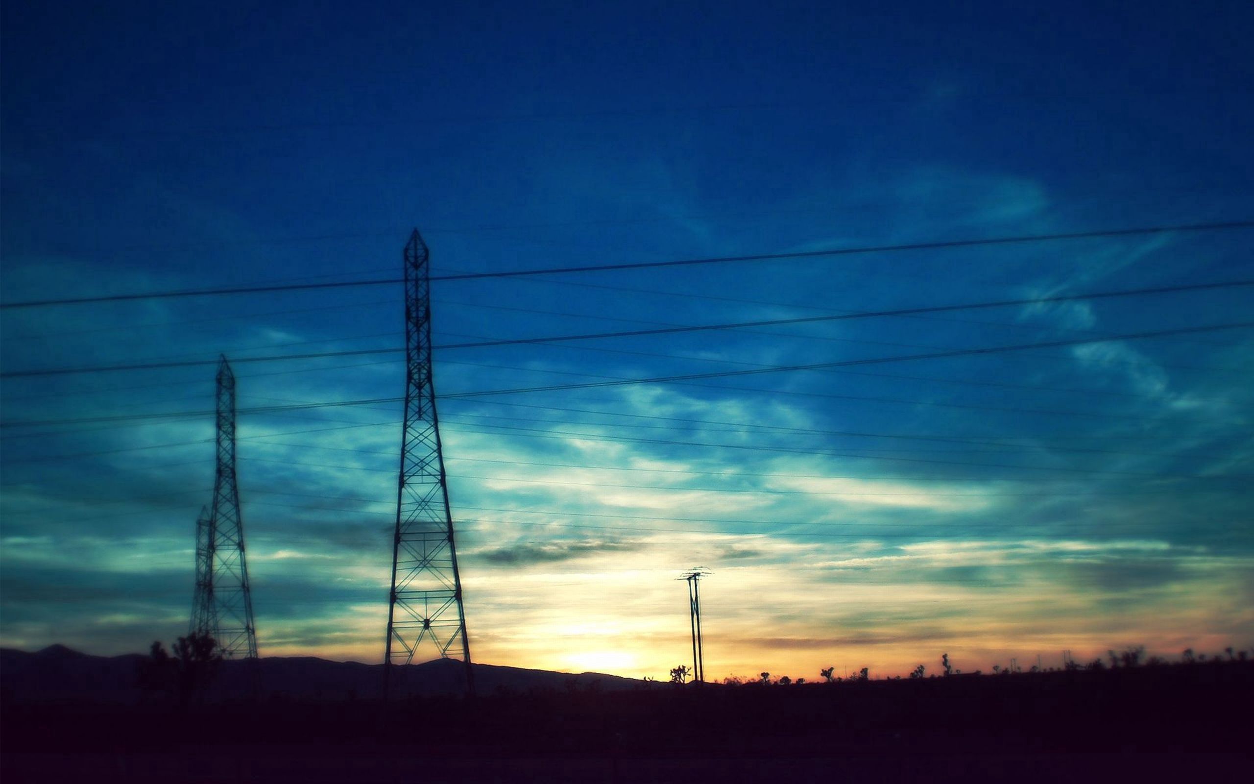 Wires wire, nature, sky, sunset 4k Wallpaper