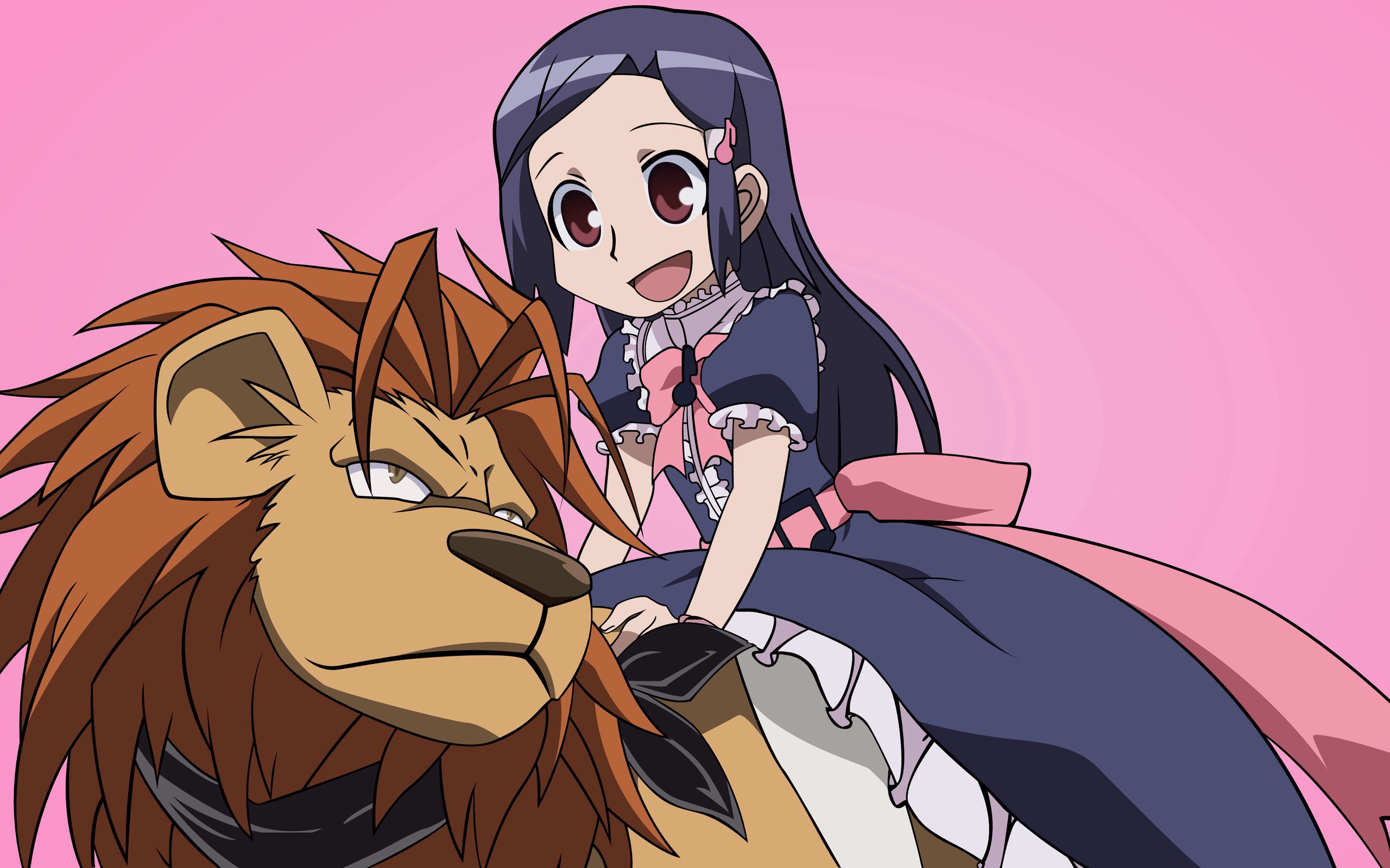 Animeshka girl, joy, lion, anime 8k Backgrounds