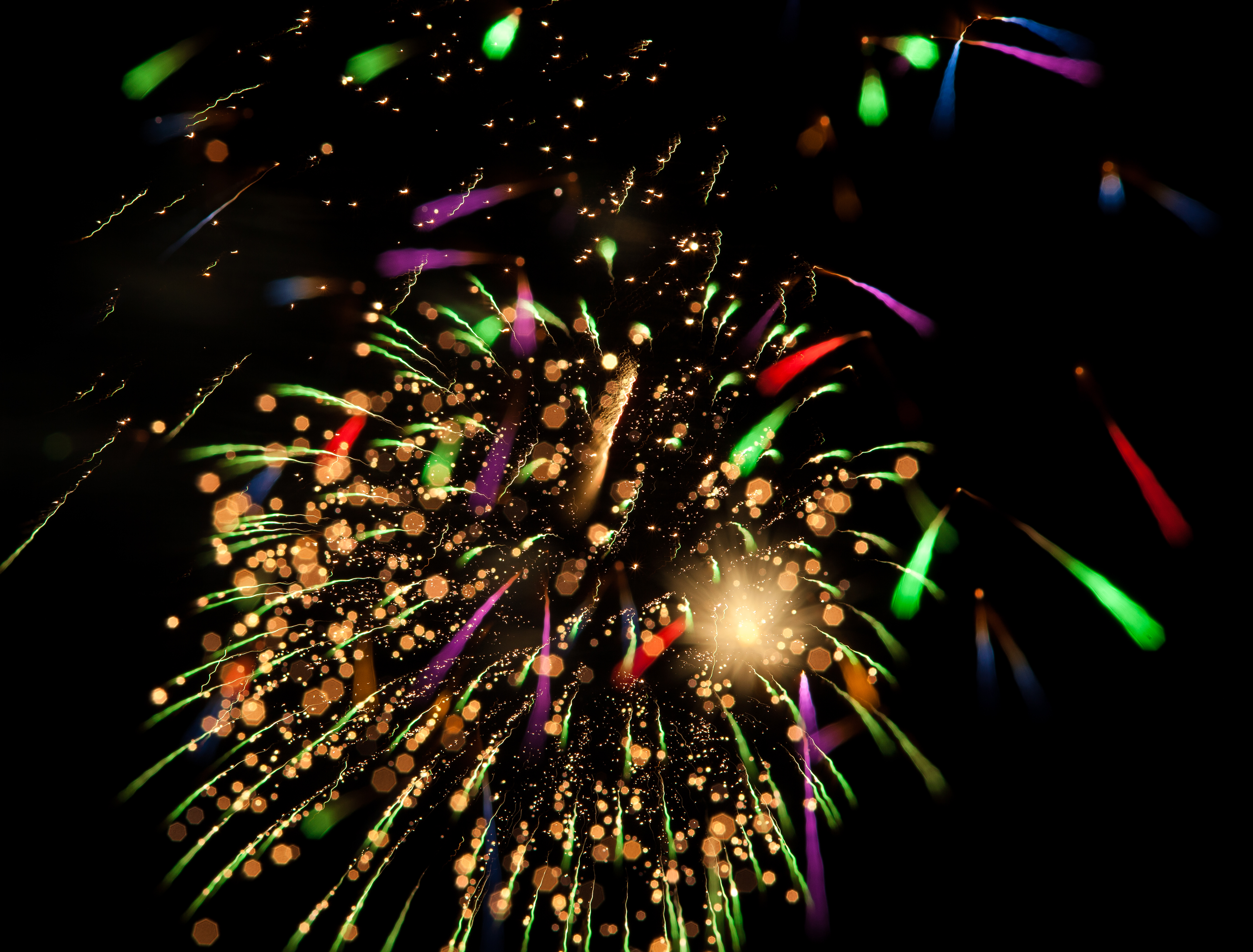 holidays, salute, glare, shine, sparks, brilliance, bokeh, boquet, fireworks, firework