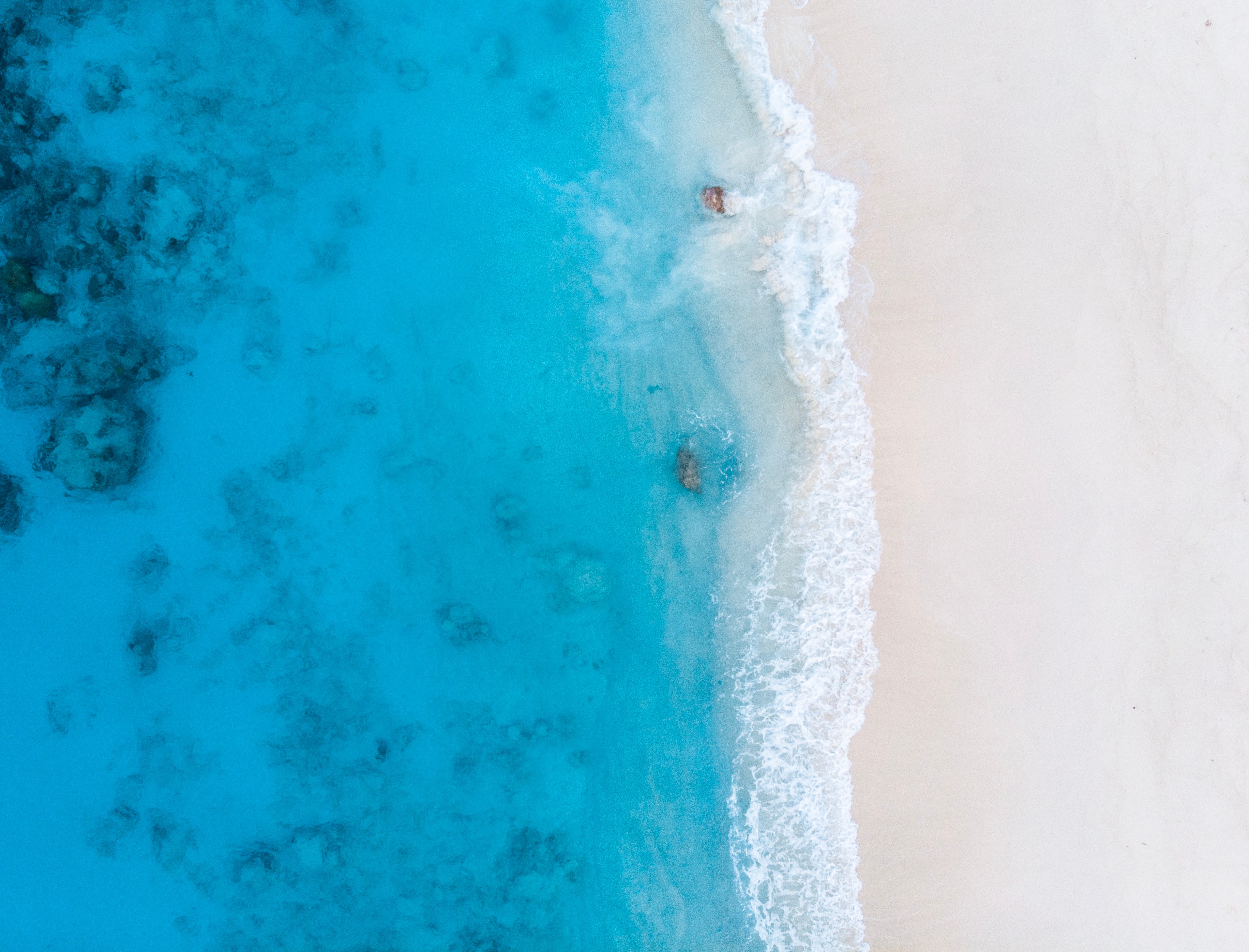 sea, nature, beach, view from above, coast, surf HD wallpaper