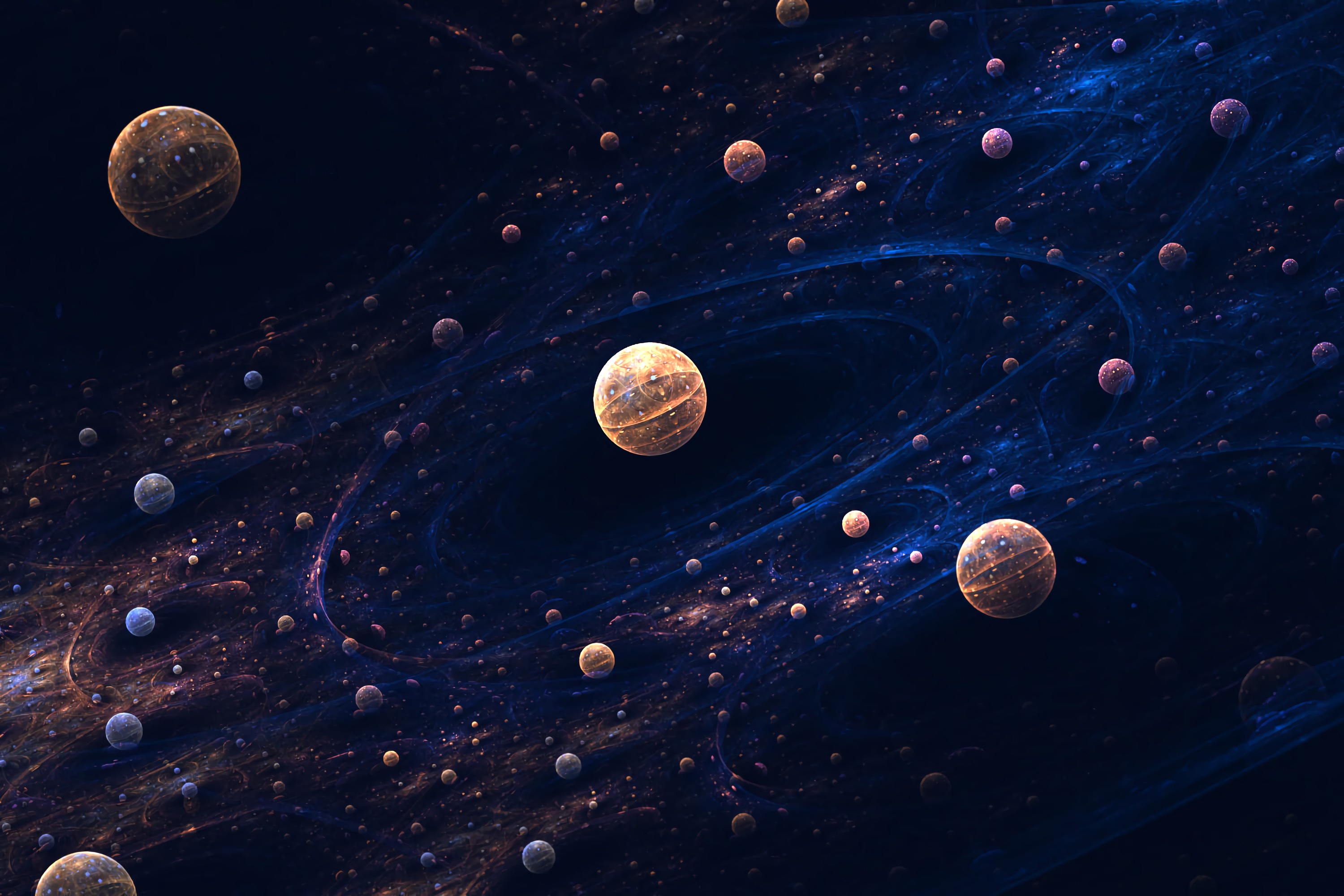 abstract, spheres, balls, fractal, space, sphere download HD wallpaper