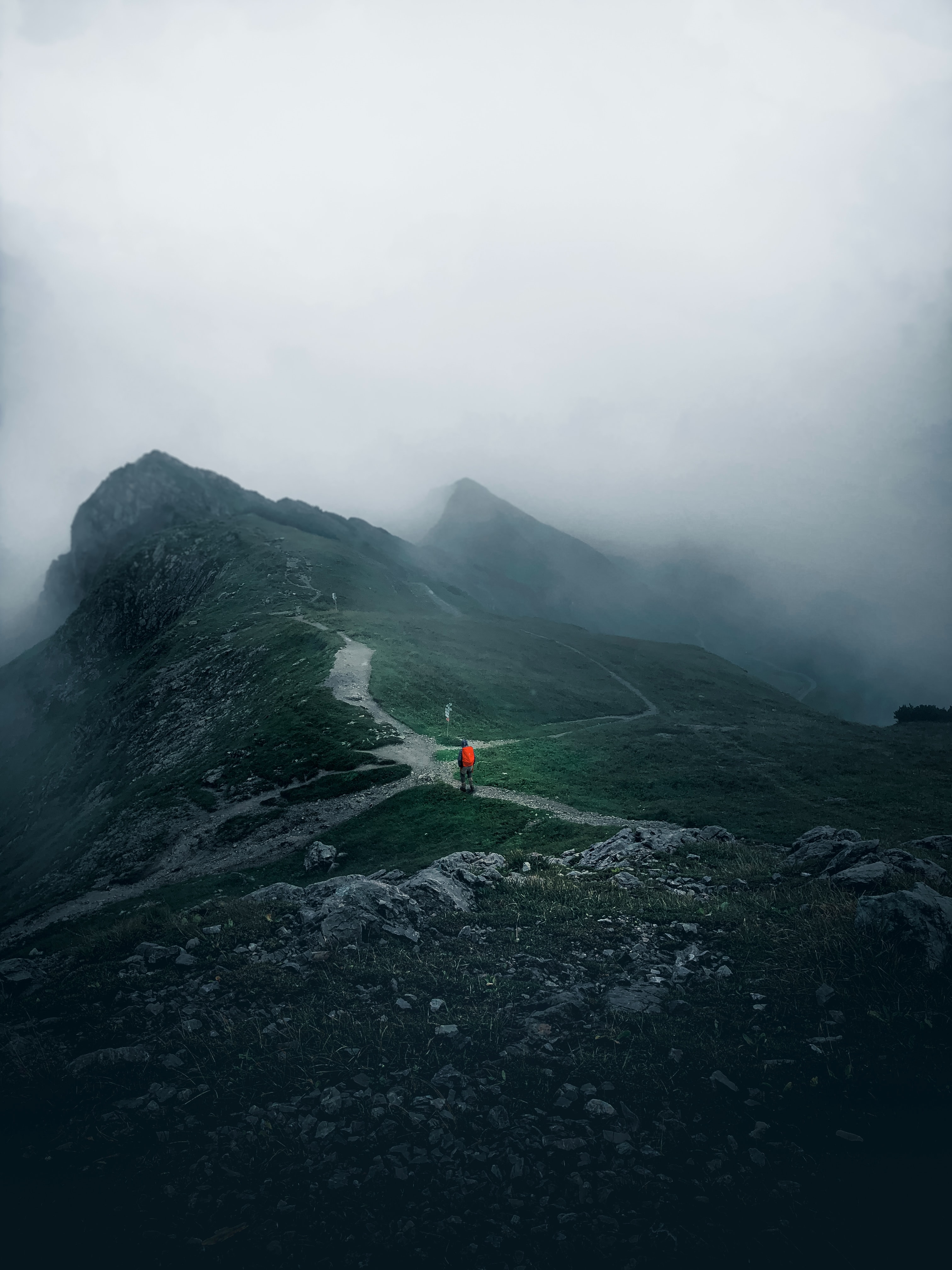 127582 Screensavers and Wallpapers Journey for phone. Download mountains, miscellanea, miscellaneous, fog, journey, loneliness, alone, lonely, traveler, traveller pictures for free
