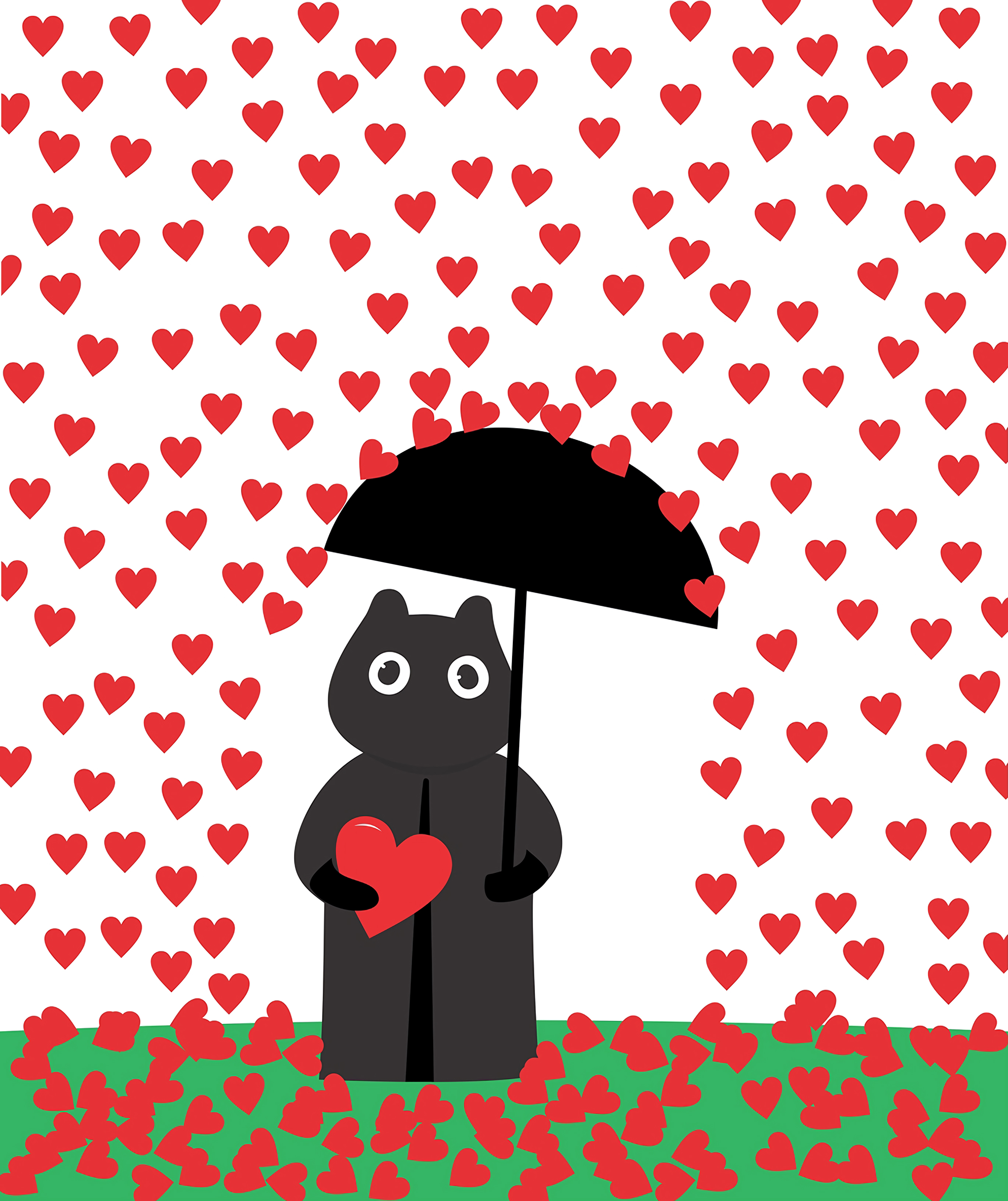 Desktop Backgrounds Umbrella art, silhouette, hearts, rain
