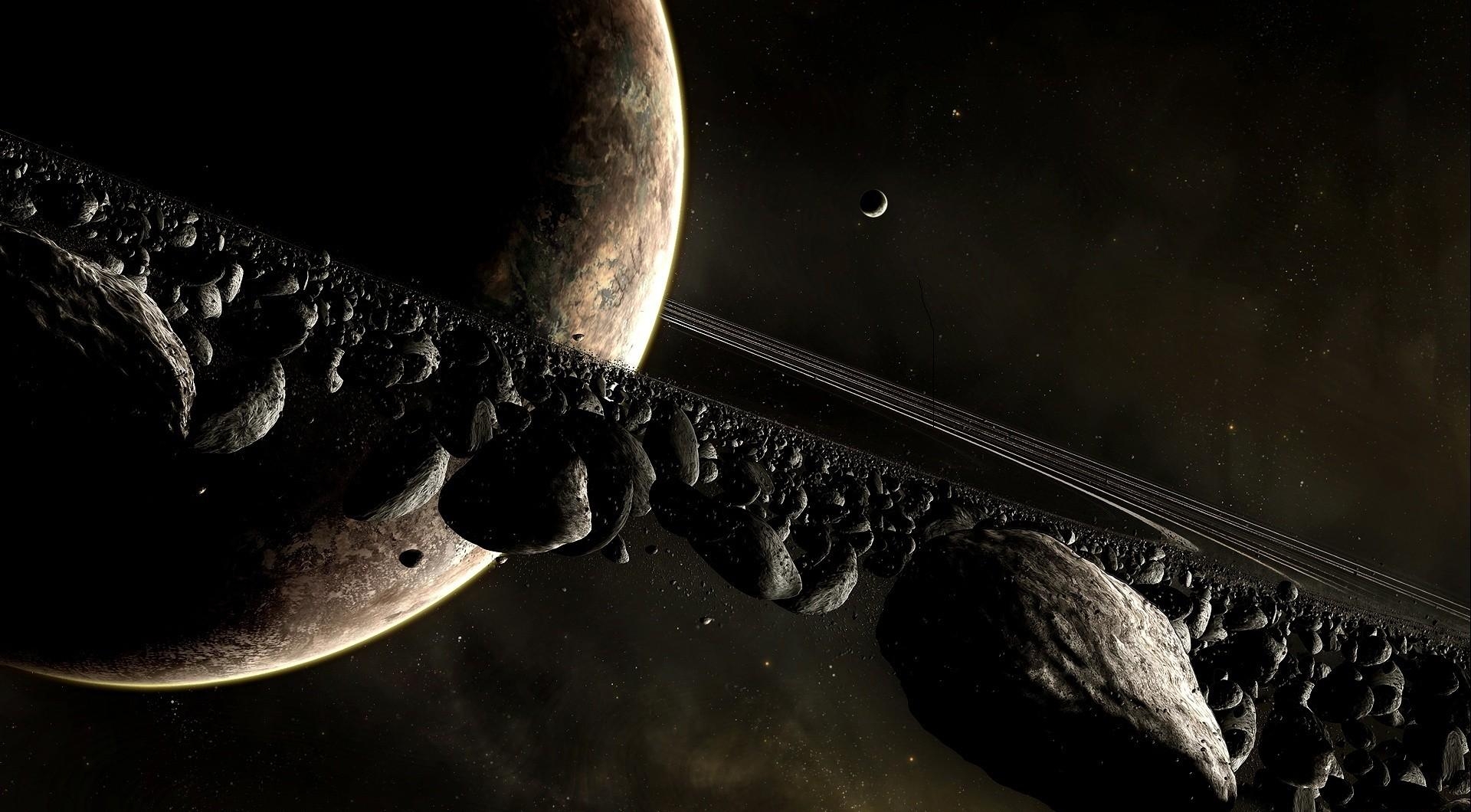 universe, ring, planet, asteroids High Definition image