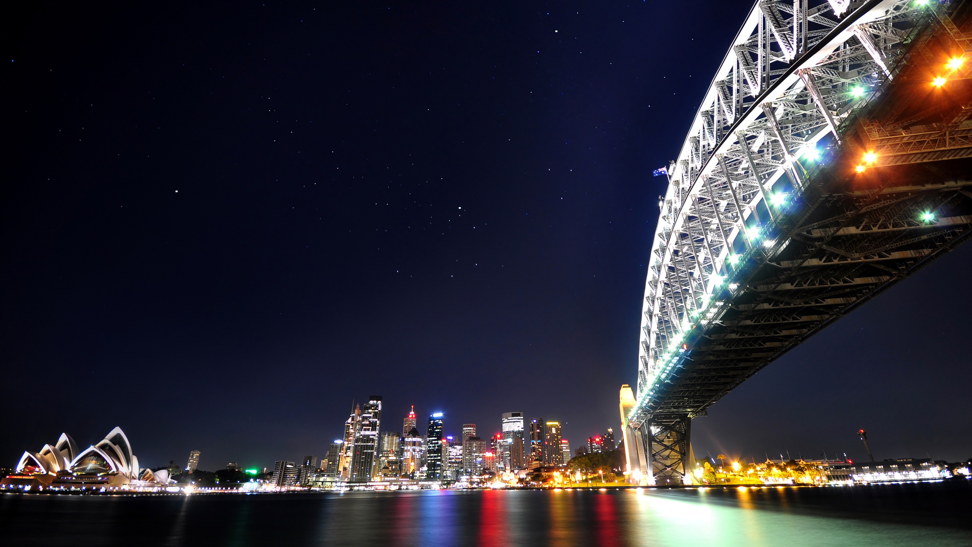 sydney harbour bridge, man made, sydney, australia, bridge, night, sydney opera house, cities download HD wallpaper