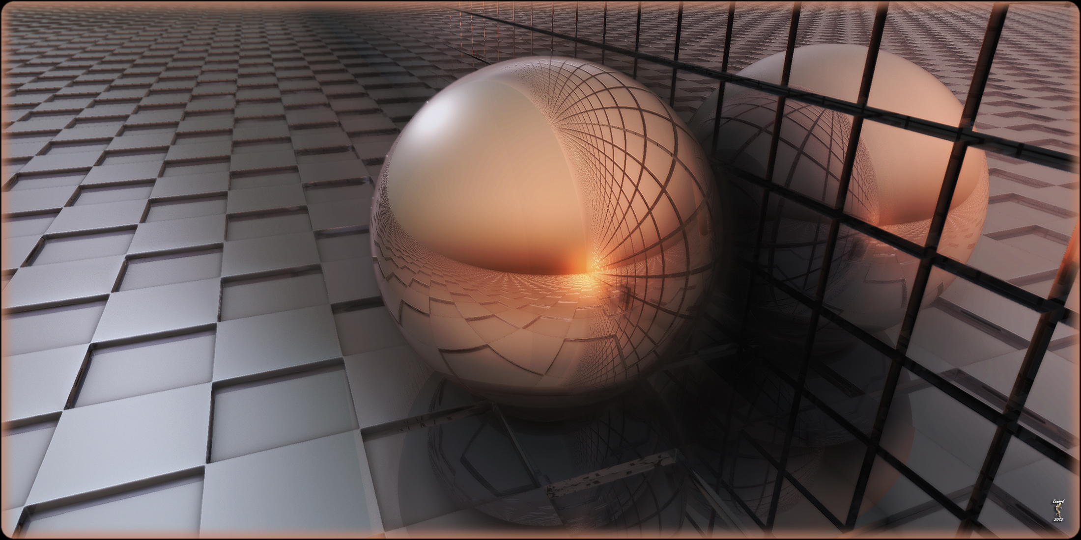 Download mobile wallpaper Abstract, 3D, Grid, Ball, Cgi for free.