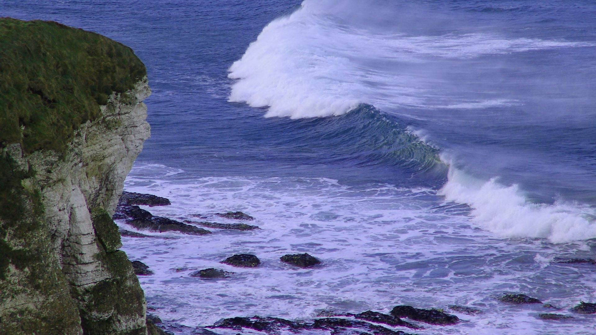 iPhone background precipice, break, waves, nature
