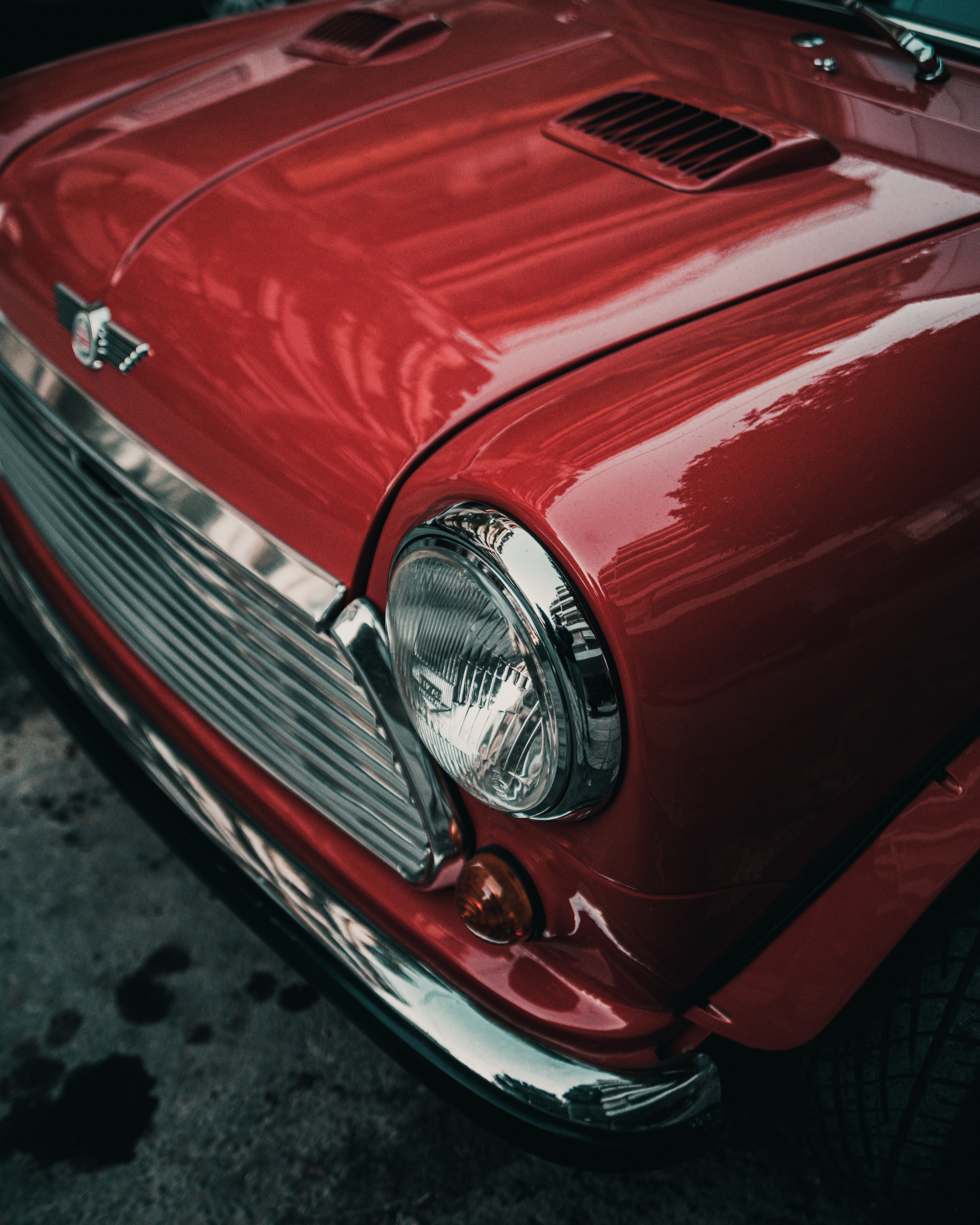 vintage, cars, red, car, retro, headlight