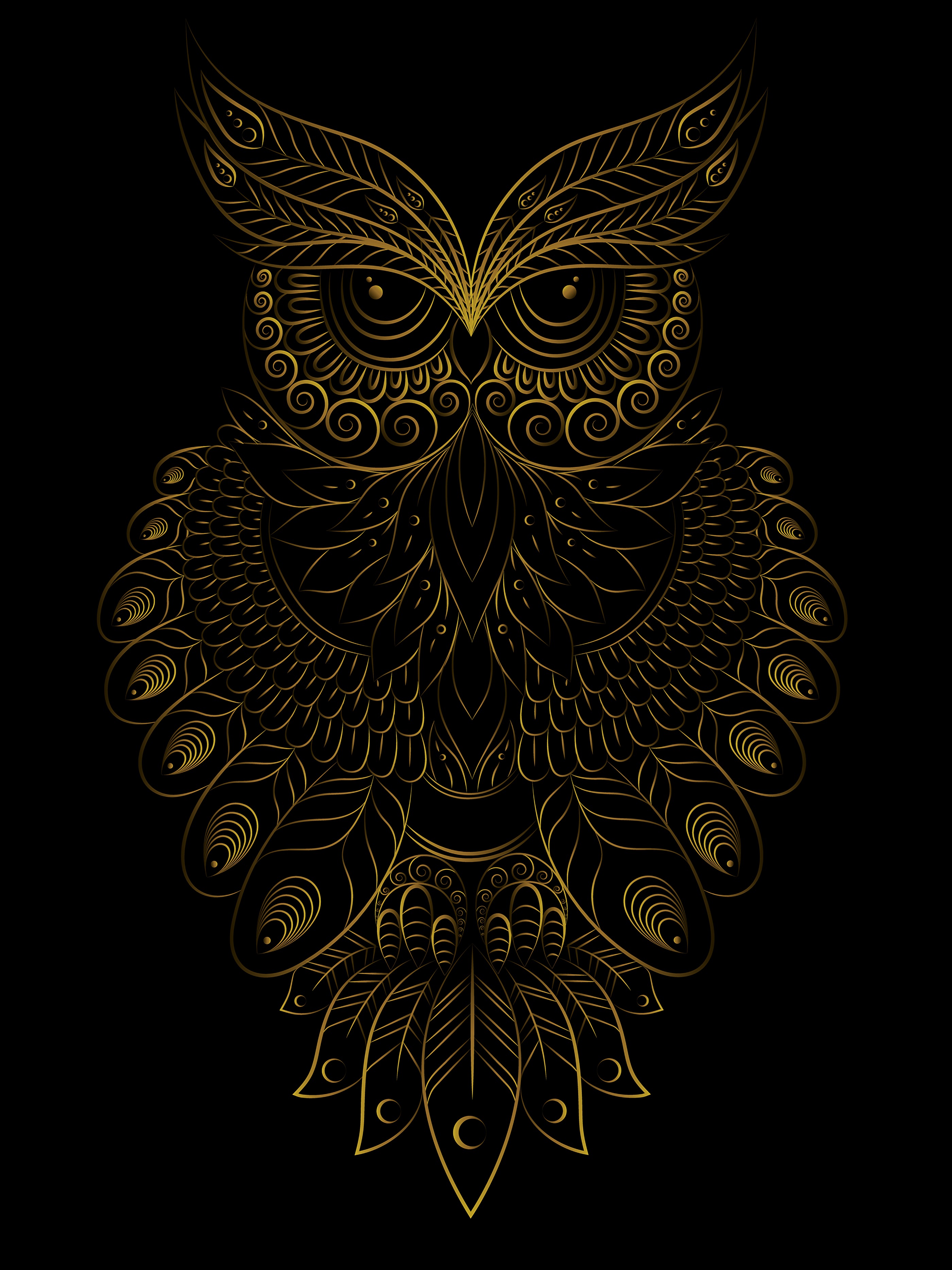 Mobile wallpaper owl, art, bird, pattern