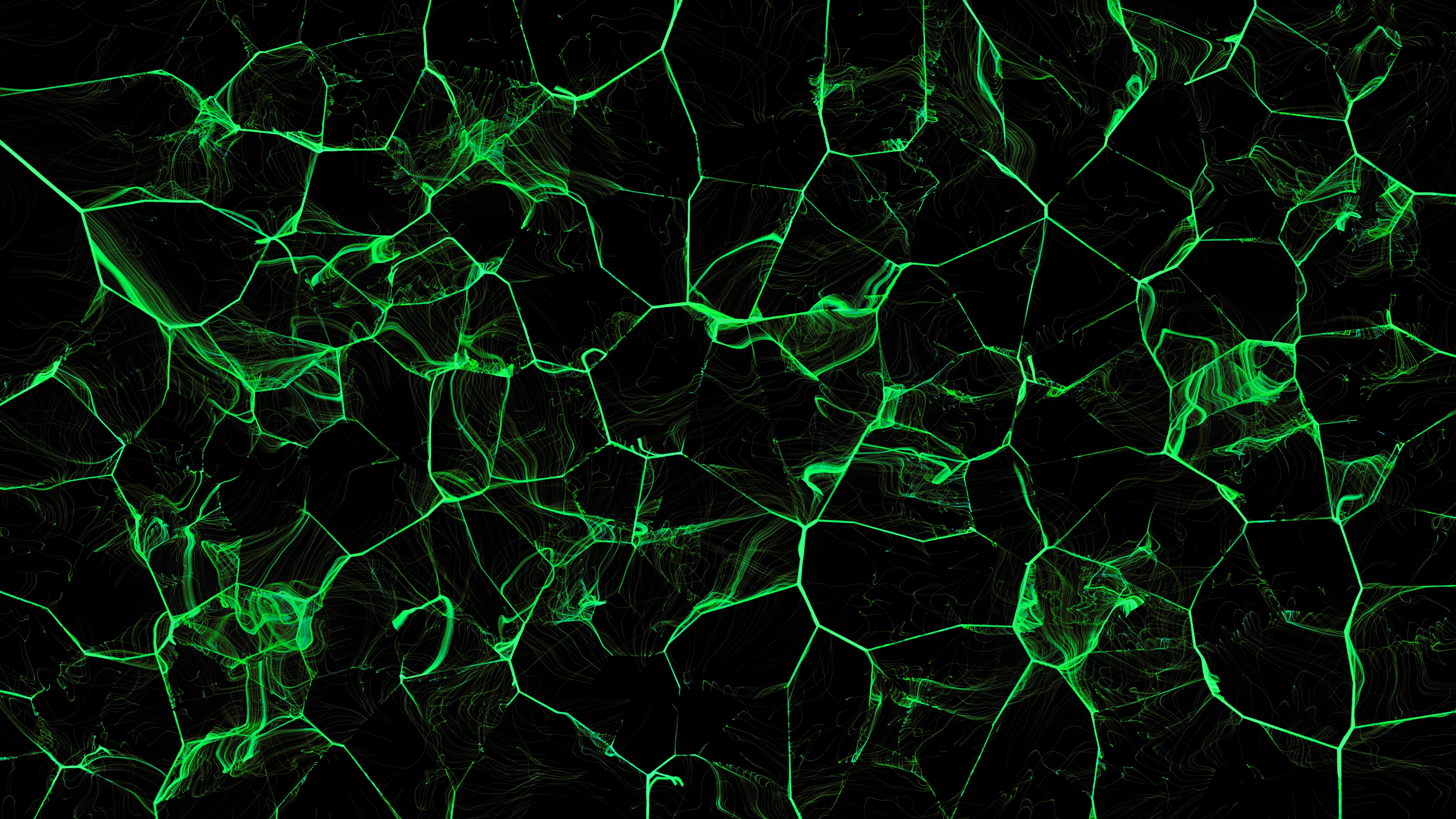 green, glow, abstract, lines, black, cracks, crack phone background
