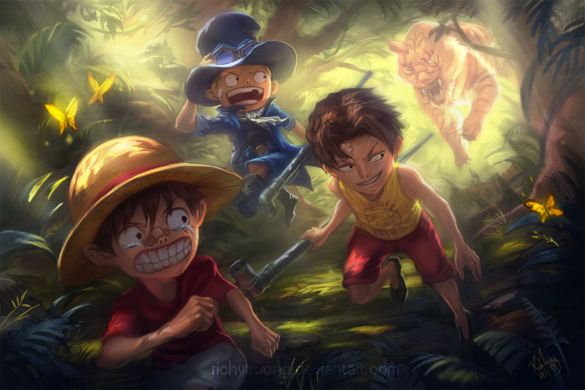 one piece, anime, portgas d ace, monkey d luffy, sabo (one piece), straw hat Full HD