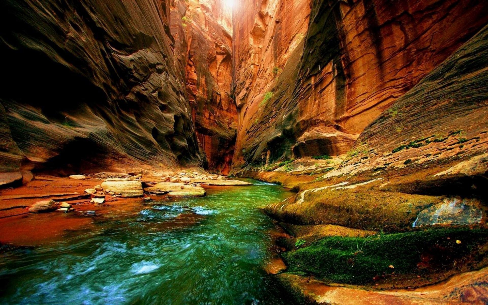108737 download wallpaper nature, rivers, canyon, greens, moss, gorge screensavers and pictures for free