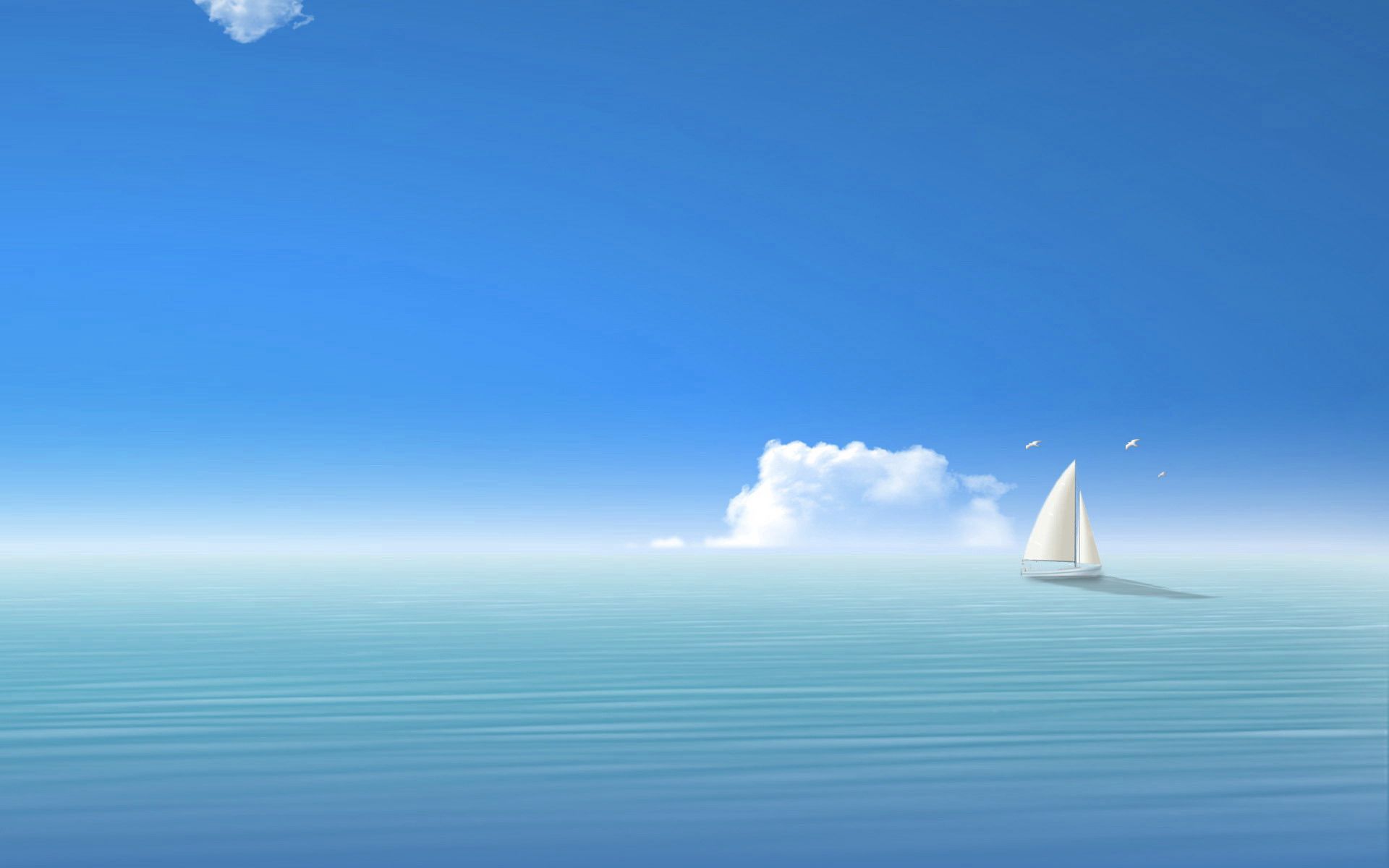 sky, abstract, sea, blue, ship 4K