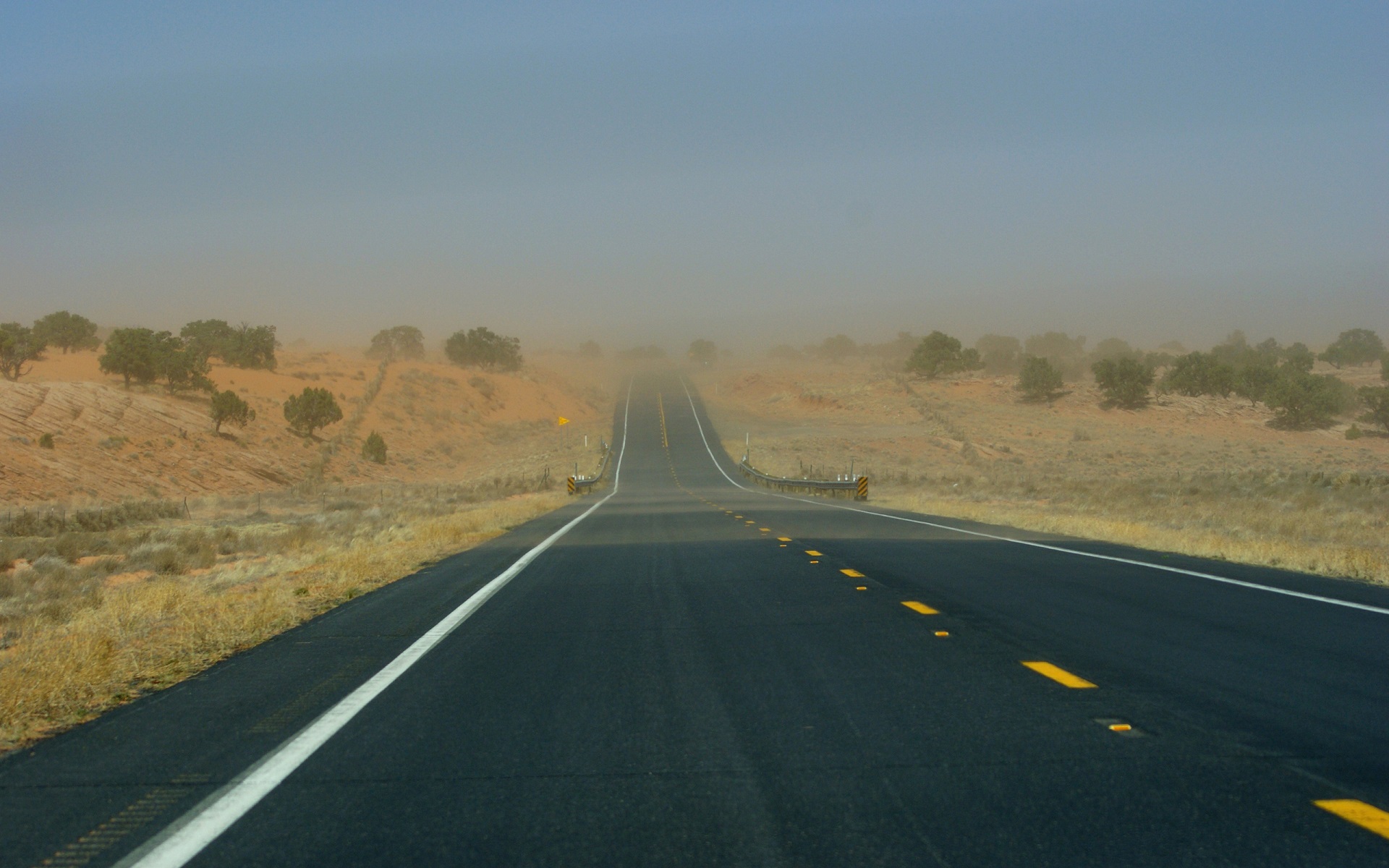 man made, road, dust storm, dust, highway, landscape, outback, sandstorm, tree