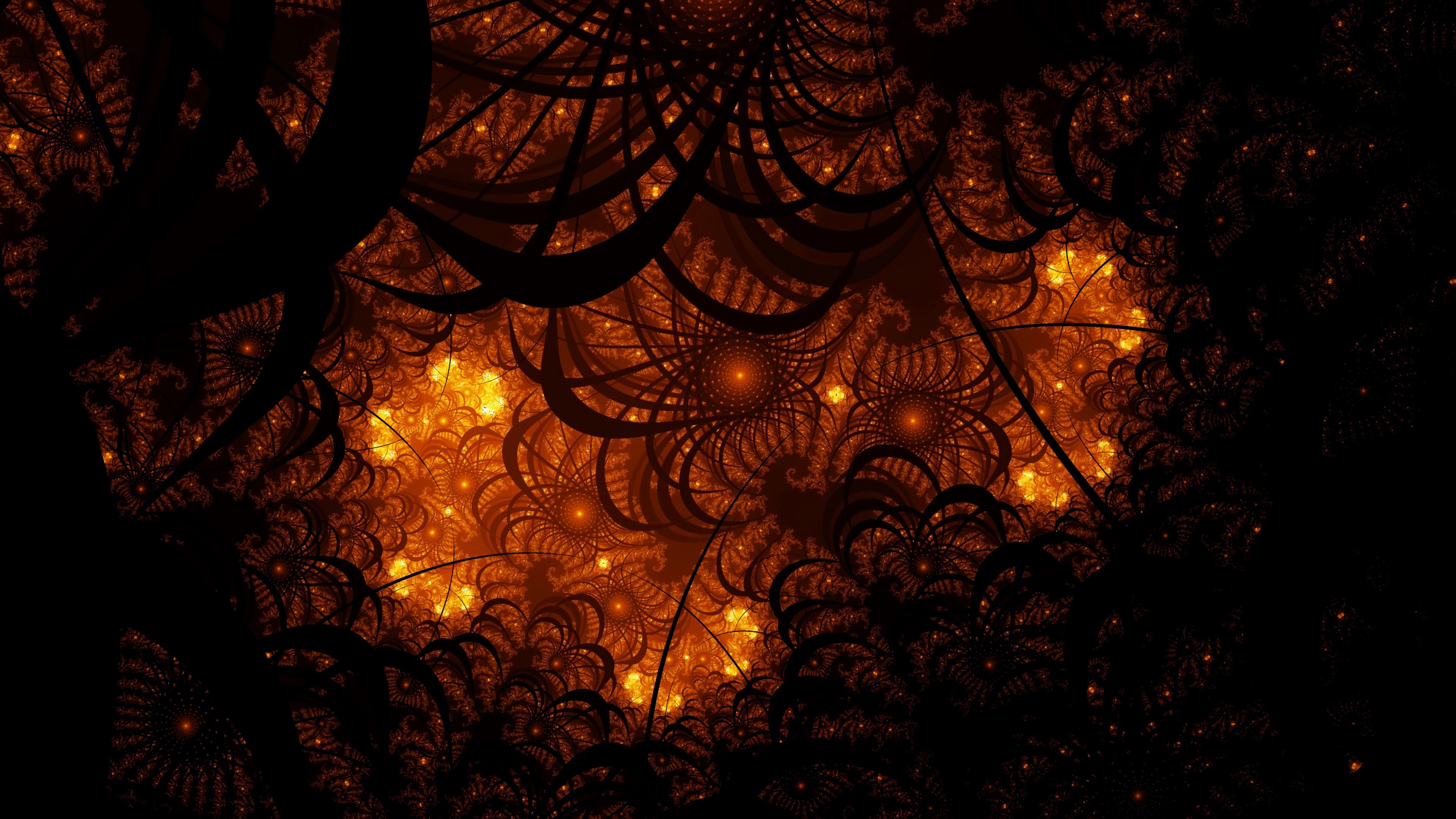 desktop and mobile fractal, intricate, glow, dark