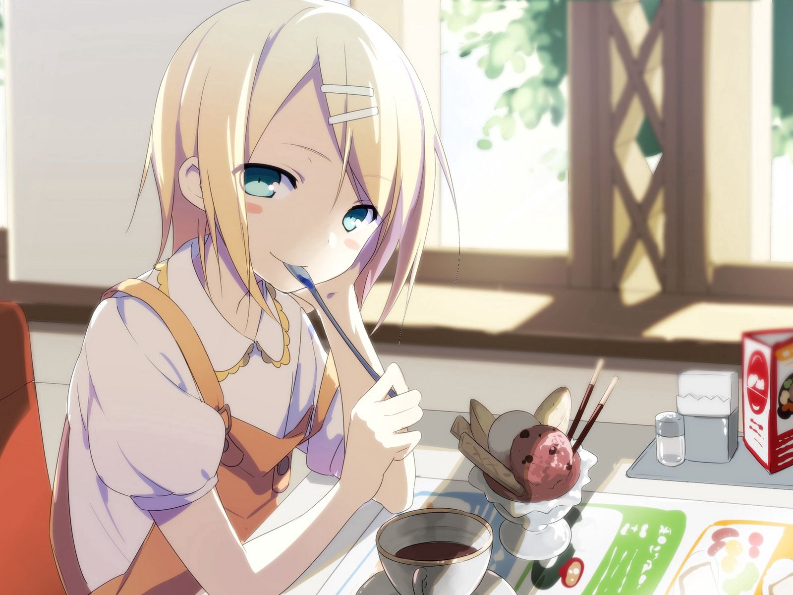 cup, girl, desert, anime download for free